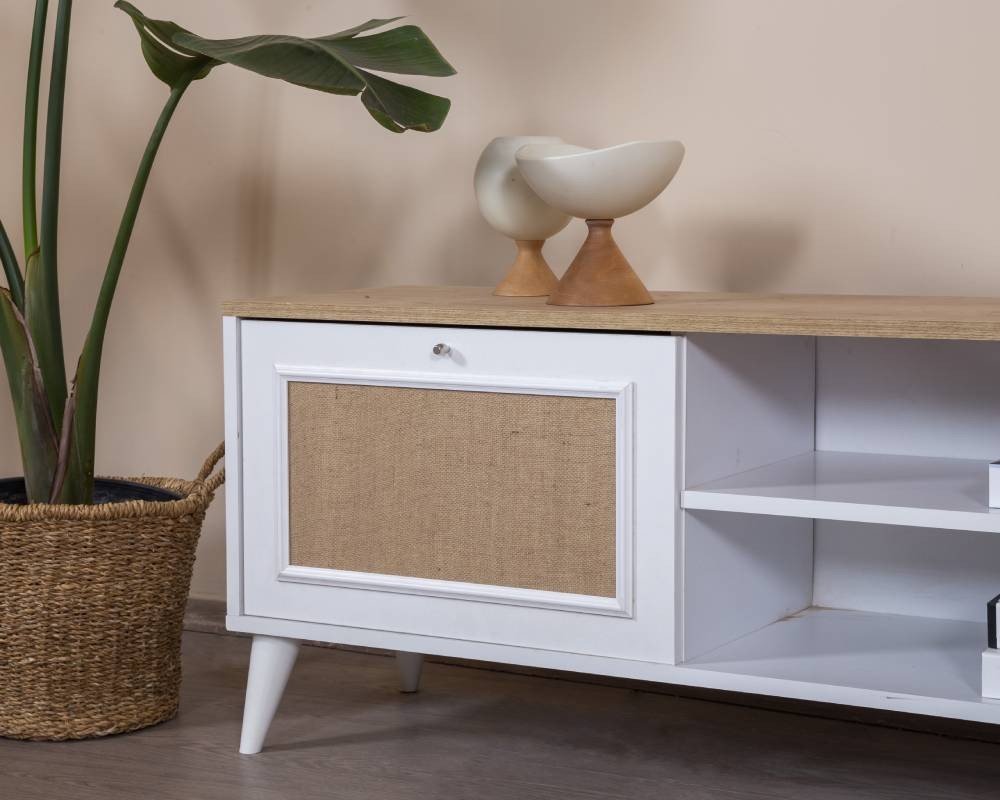 Comodă TV Hanah Home, MDF, 55 x 41 x 180 cm, alb/stejar, 277WLN1134 — imaginea 6