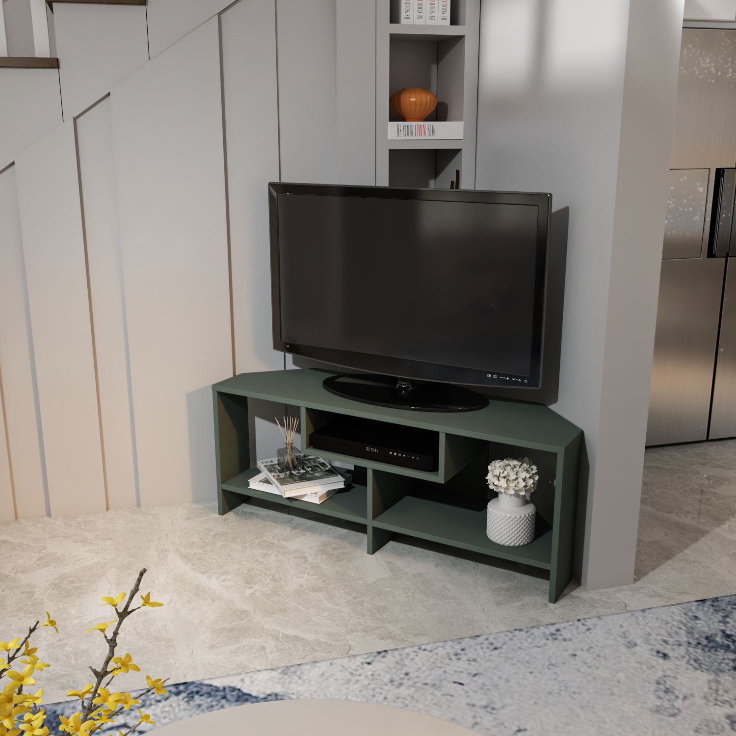 Comodă TV Hanah Home, PAL melaminat, 120 x 35 x 46.8 cm, verde, 875ZNA5358 — imaginea 2