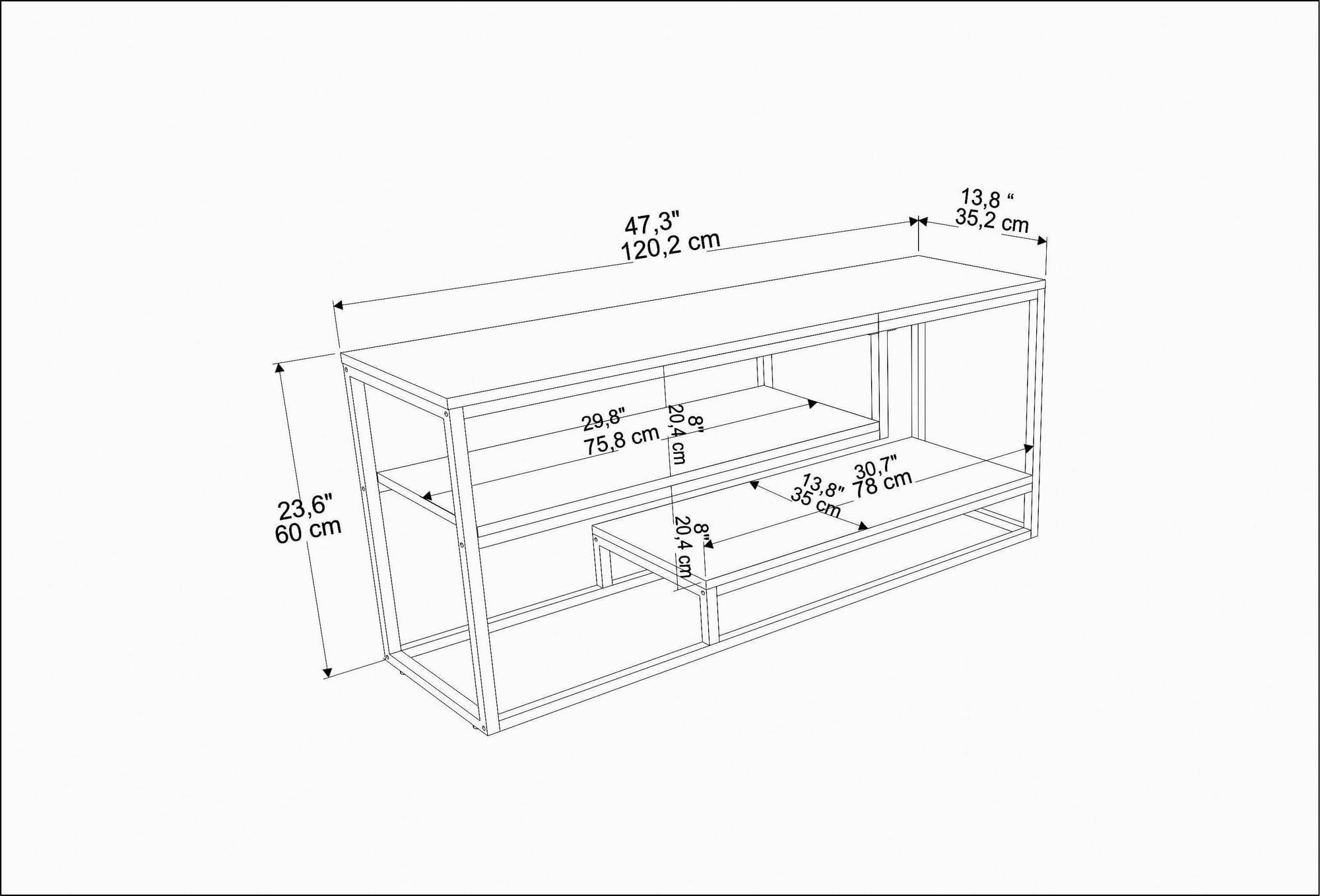 Comodă TV Hanah Home, PAL melaminat, 120.2 x 35.2 x 60 cm, ephesus/alb, 875ZNA5314 — imaginea 4