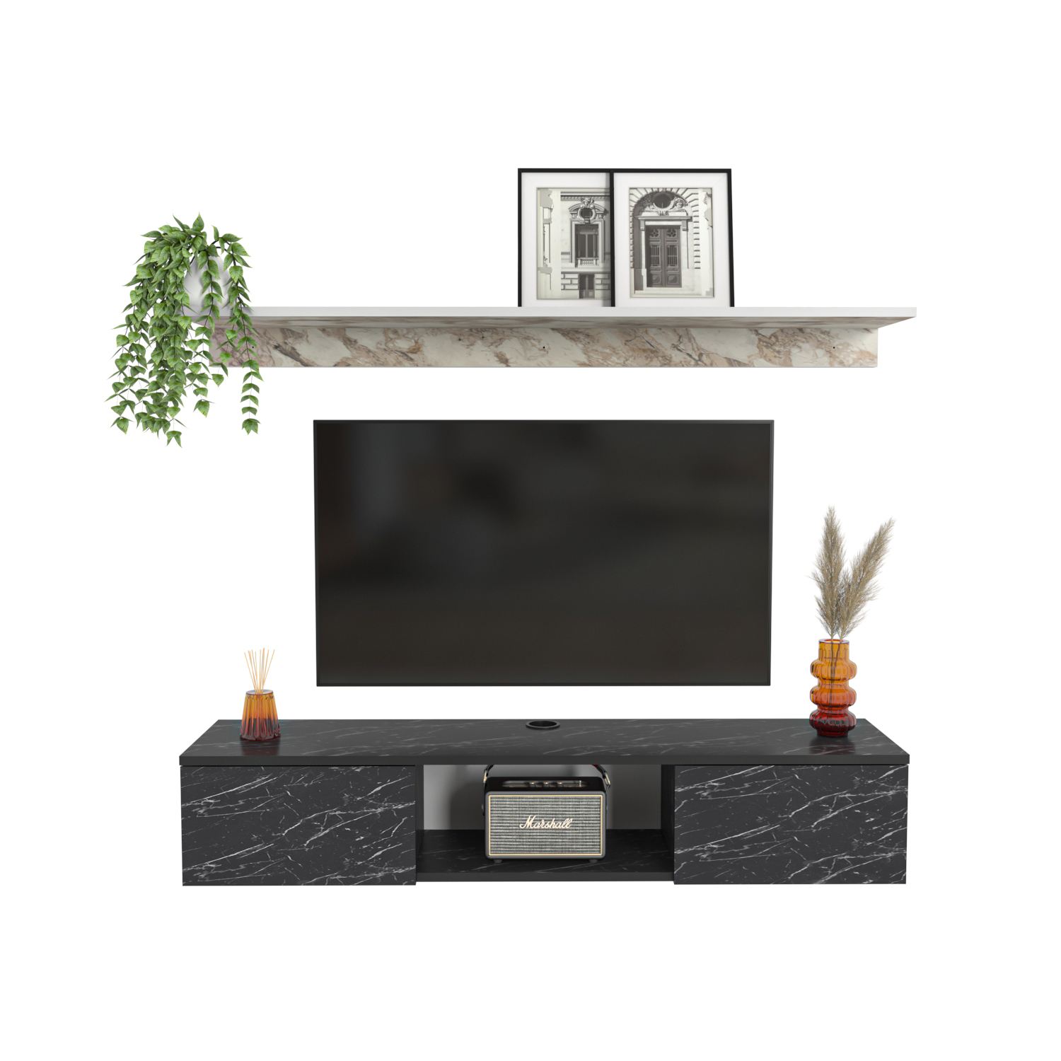 Comodă TV Hanah Home, PAL melaminat, 140 x 32 x 25.6 cm, ephesus/alb, 875ZNA5355 — imaginea 5