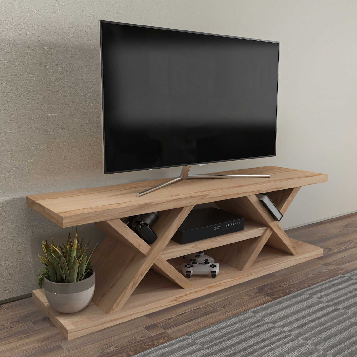 Comodă TV Hanah Home, PAL melaminat, 136 x 37 x 42 cm, stejar, 875ZNA4545 — imaginea 4