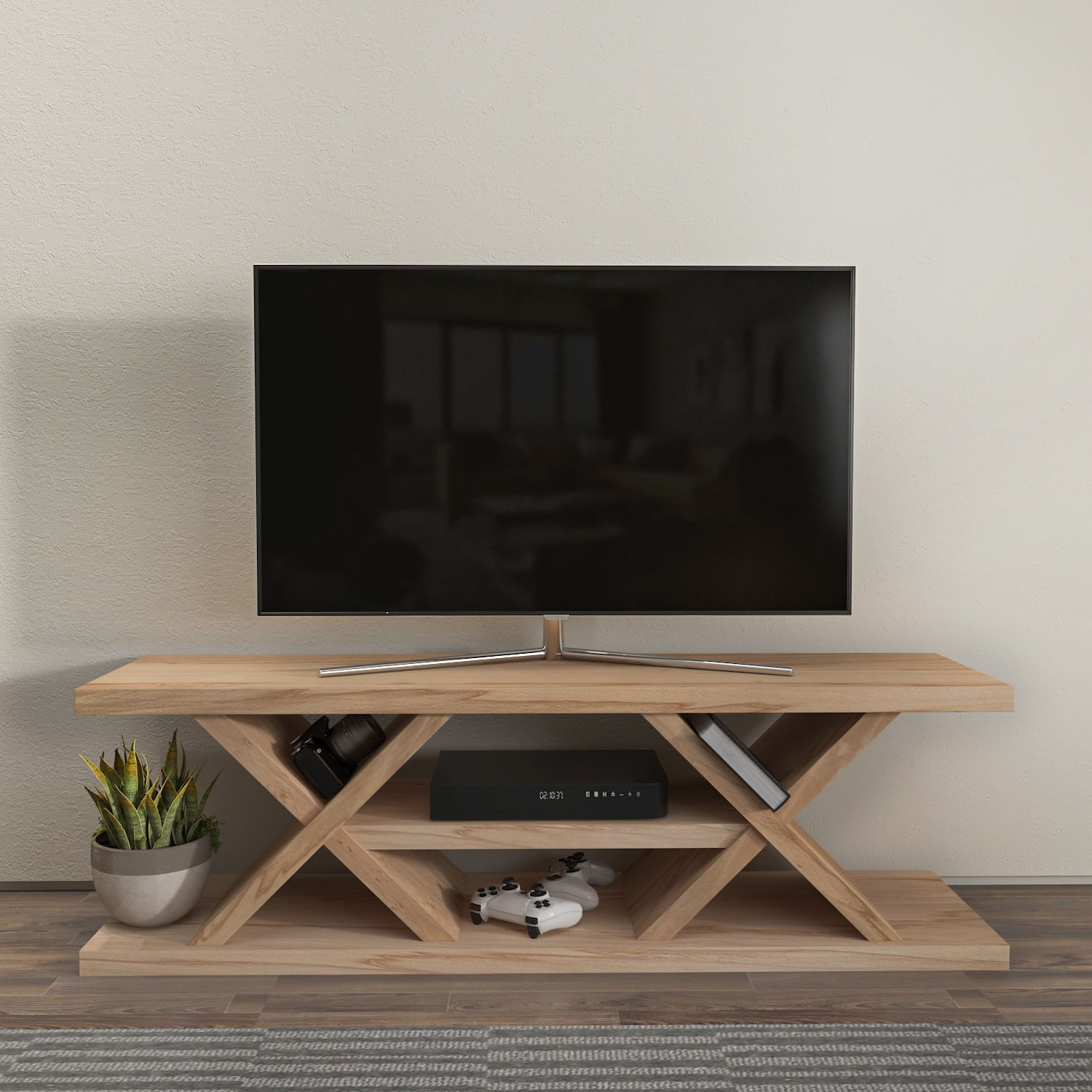 Comodă TV Hanah Home, PAL melaminat, 136 x 37 x 42 cm, stejar, 875ZNA4545 — imaginea 8