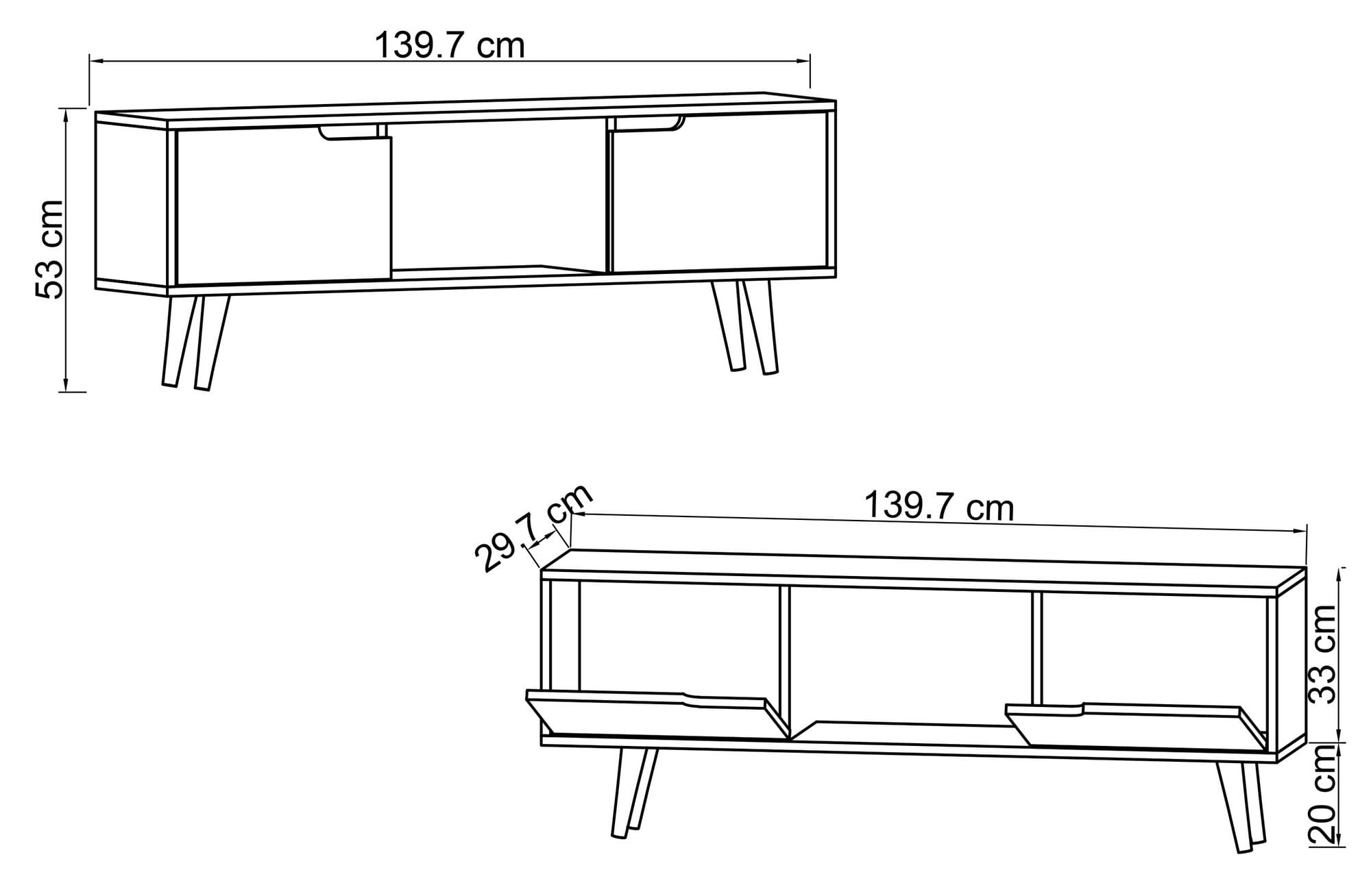 Comodă TV Hanah Home, PAL melaminat, 139.7 x 53 x 53 cm, sapphire stejar/alb, 469ORN1720 — imaginea 4