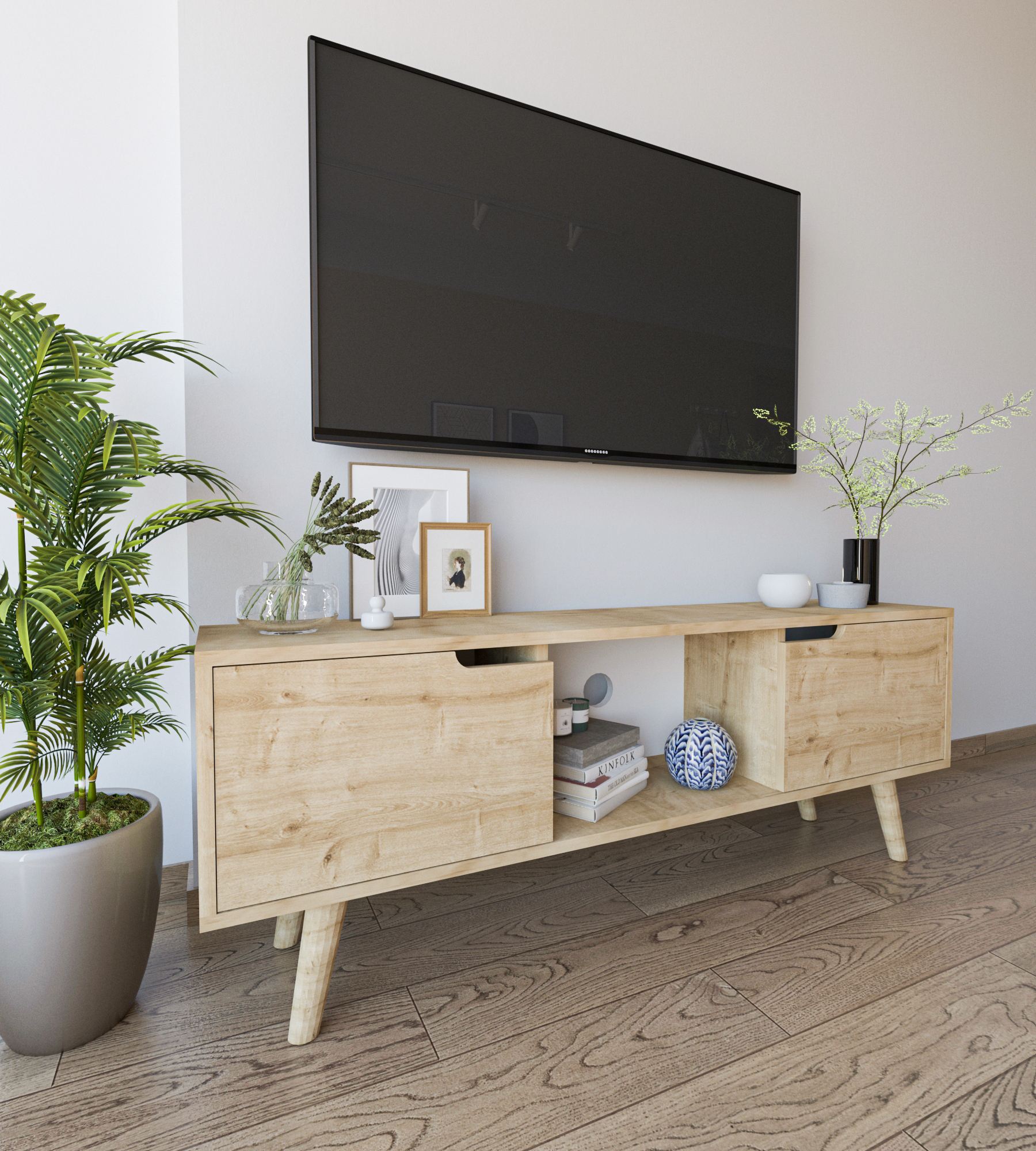 Comodă TV Hanah Home, PAL melaminat, 139.7 x 53 x 53 cm, sapphire stejar, 469ORN1718 — imaginea 4