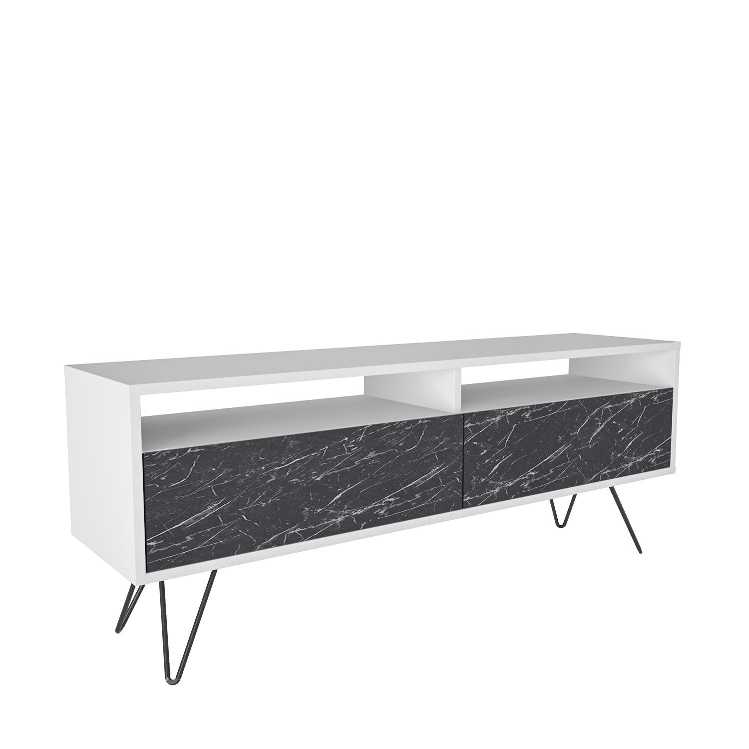Comodă TV Hanah Home, PAL melaminat, 140 x 35 x 53.2 cm, alb/negru, 875ZNA5345 — imaginea 4