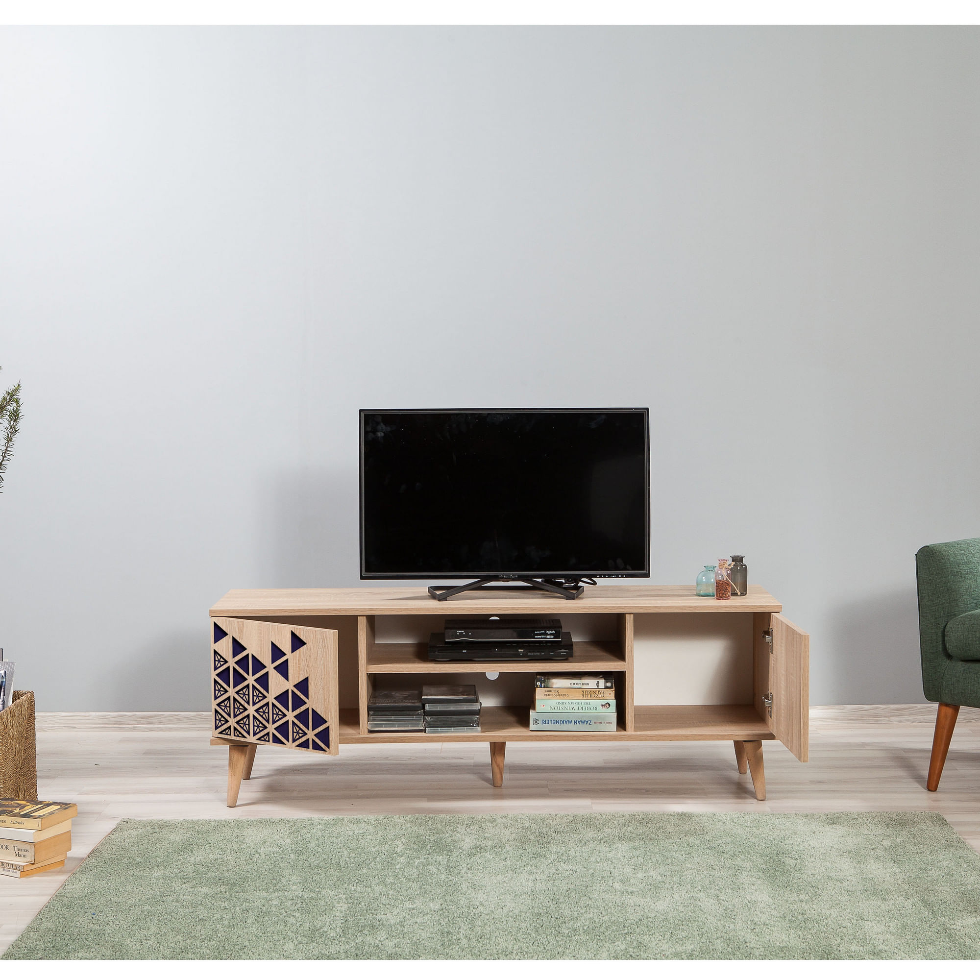 Comodă TV Hanah Home, PAL melaminat, 140 x 40 x 50 cm, stejar sonoma, 863SPH3028 — imaginea 3