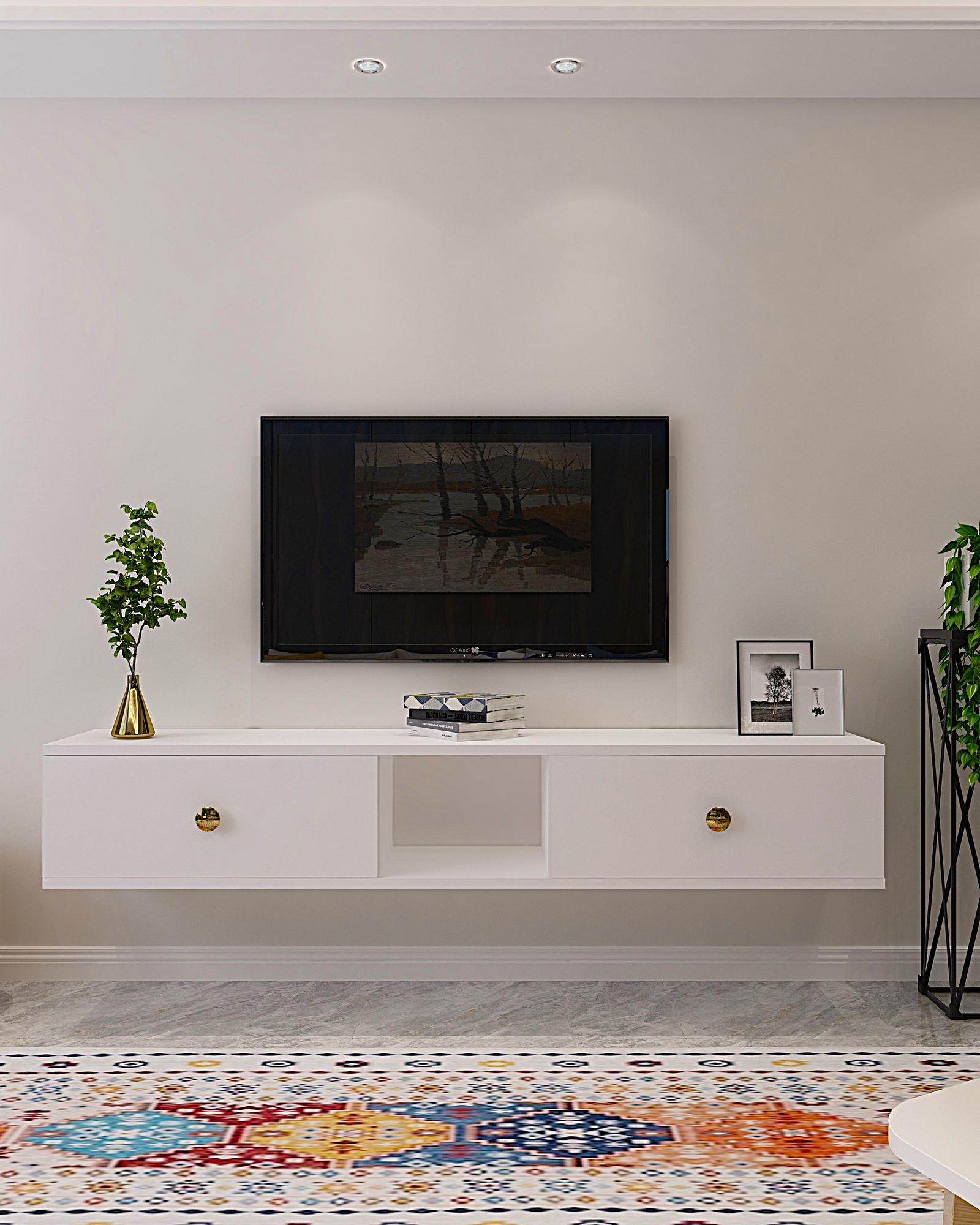 Comodă TV Hanah Home, PAL melaminat, 150 x 29.6 x 25.6 cm, alb, 555CHM1105 — imaginea 2