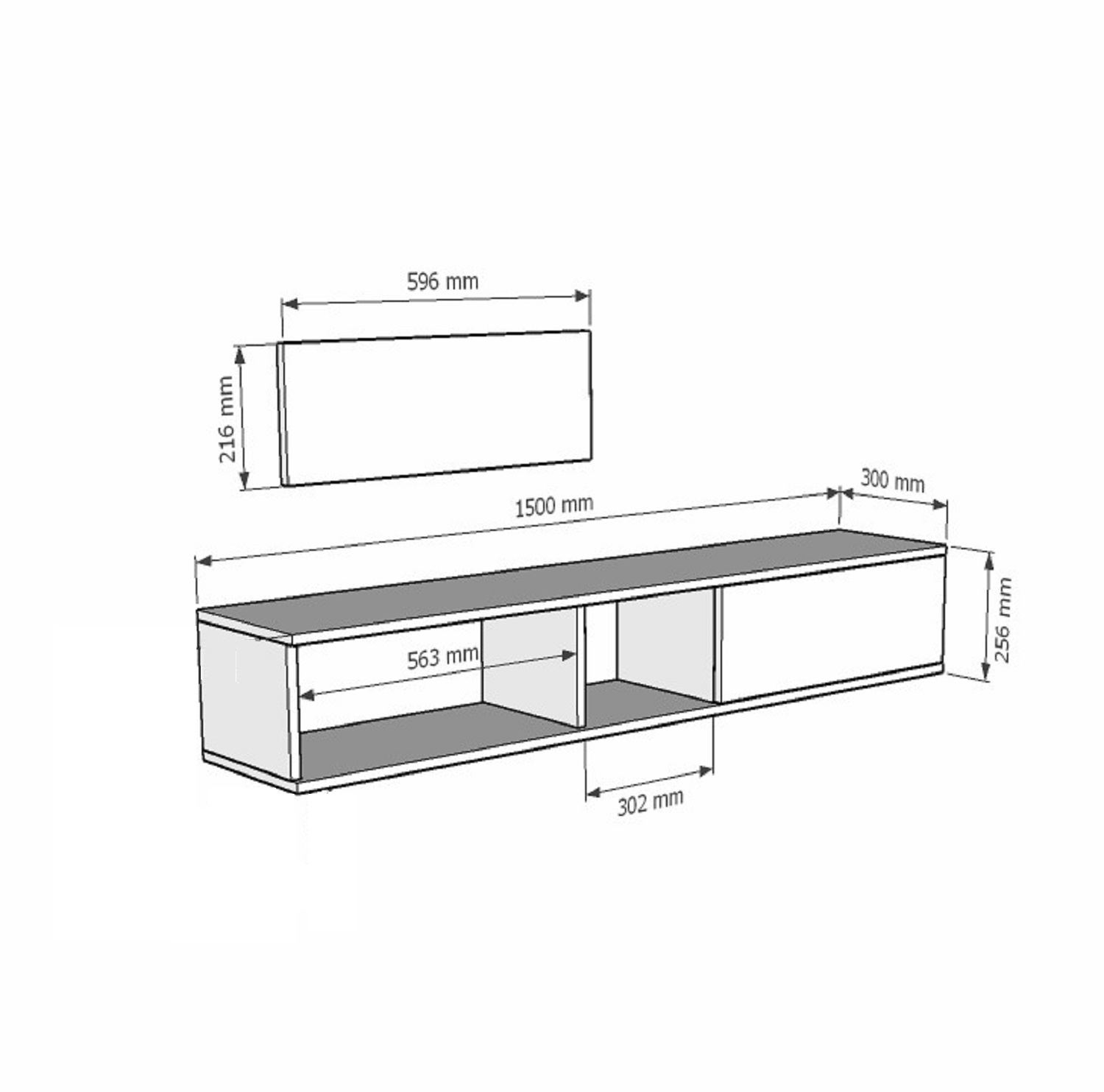 Comodă TV Hanah Home, PAL melaminat, 150 x 29.6 x 25.6 cm, antracit, 555CHM1104 — imaginea 6