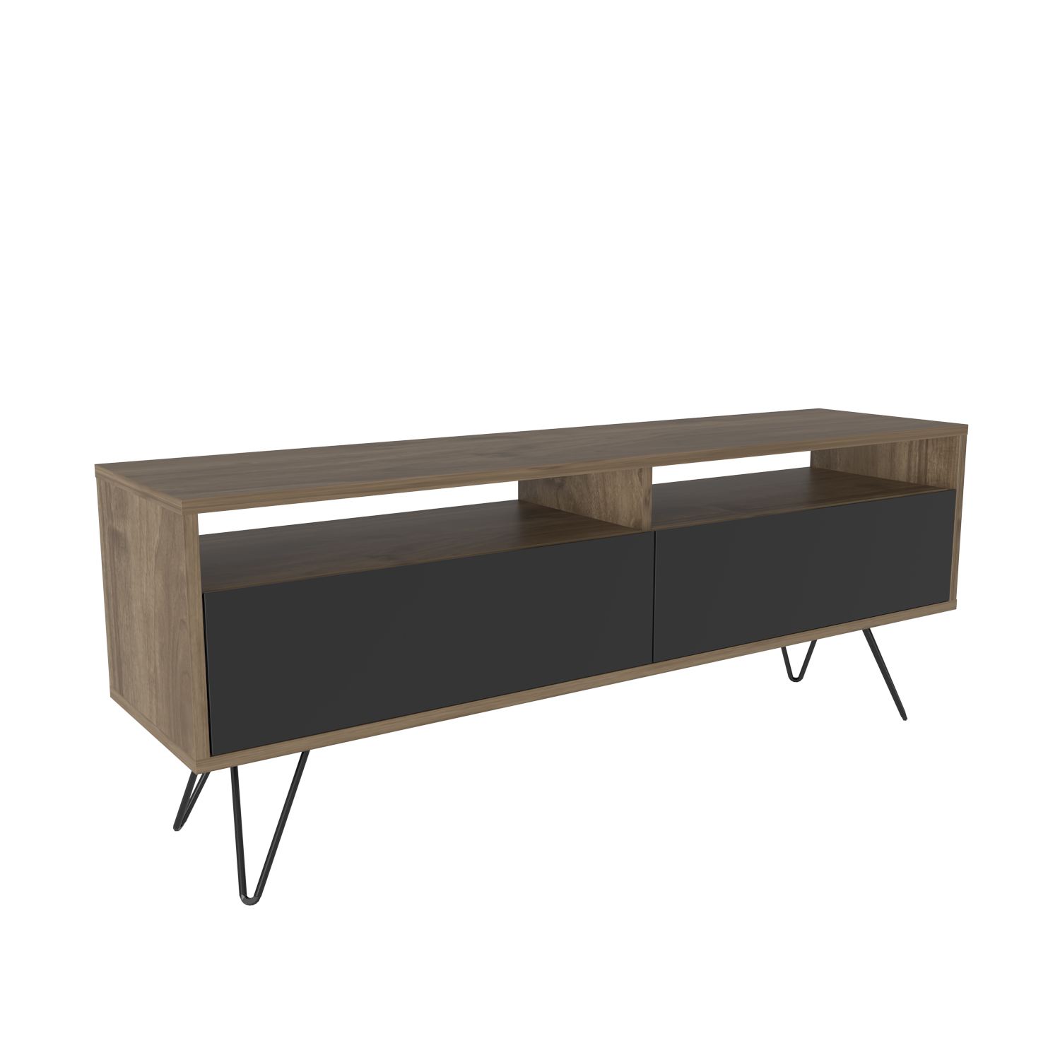 Comodă TV Hanah Home, PAL melaminat, 140 x 35 x 53.2 cm, nuc/negru, 875ZNA5347 — imaginea 4