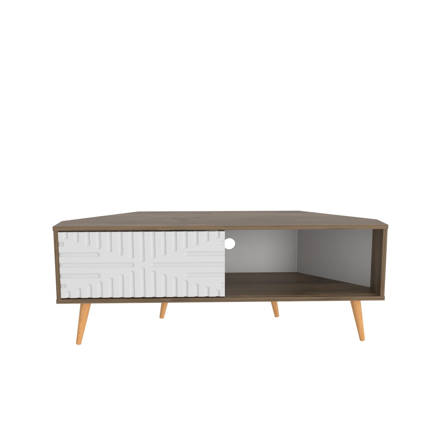 Comodă TV Hanah Home, PAL melaminat, 140 x 45 x 54 cm, nuc/alb, 875ZNA5325 — imaginea 2
