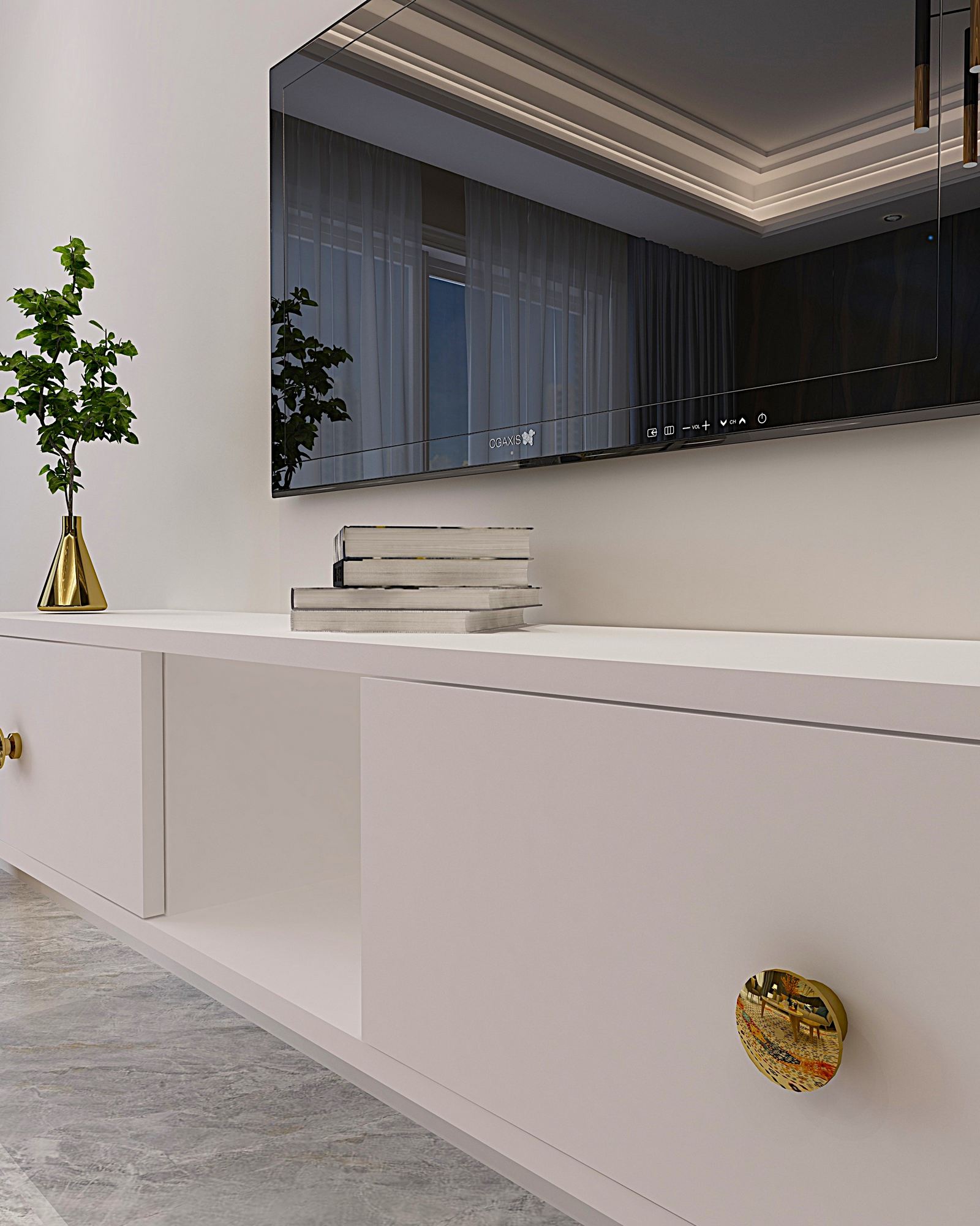 Comodă TV Hanah Home, PAL melaminat, 150 x 29.6 x 25.6 cm, alb, 555CHM1105 — imaginea 6