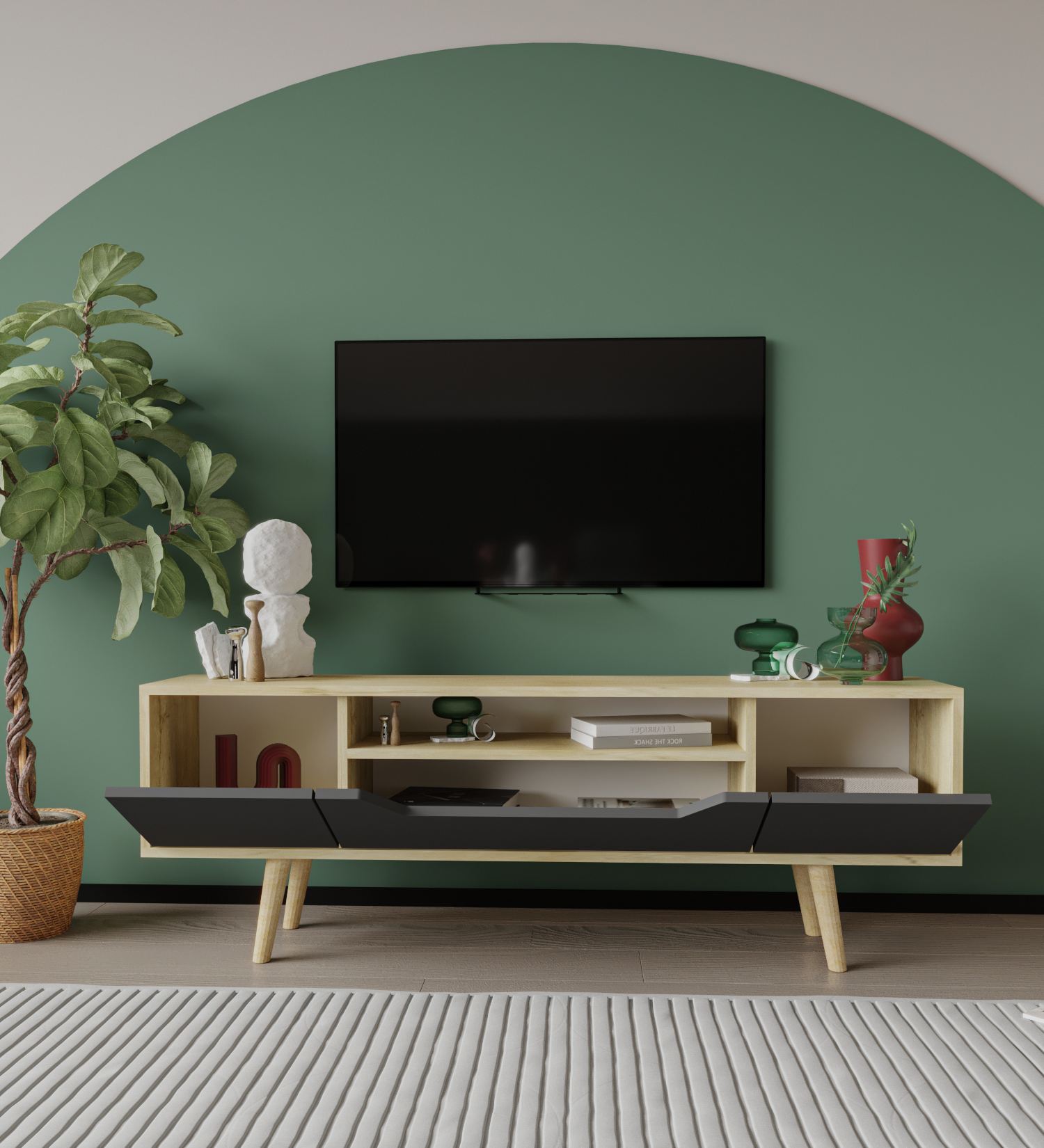 Comodă TV Hanah Home, PAL melaminat, 150 x 29.8 x 53 cm, sapphire stejar/antracit, 469ORN1711 — imaginea 6