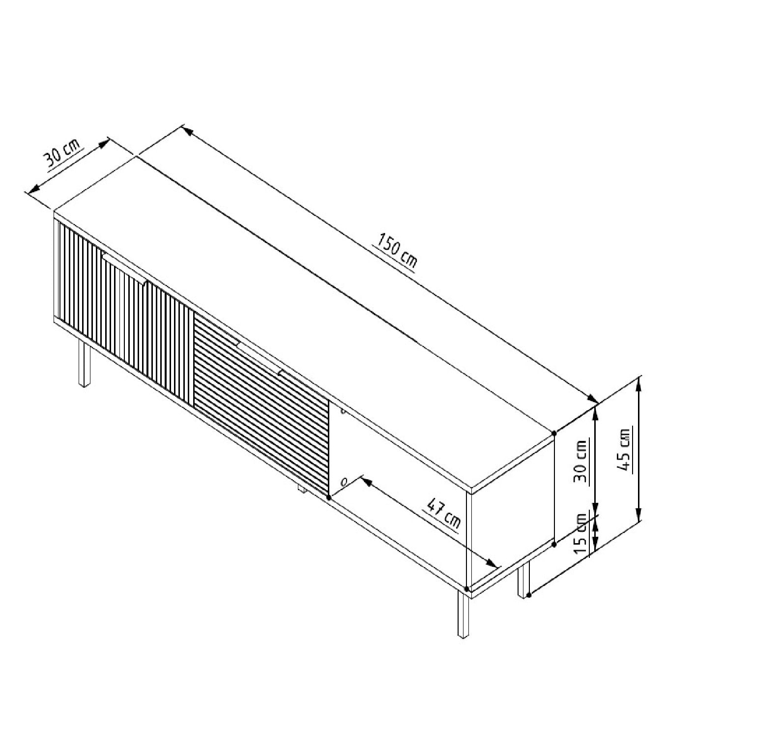 Comodă TV Hanah Home, PAL melaminat, 150 x 30 x 45 cm, alb, 327ODS1325 — imaginea 4