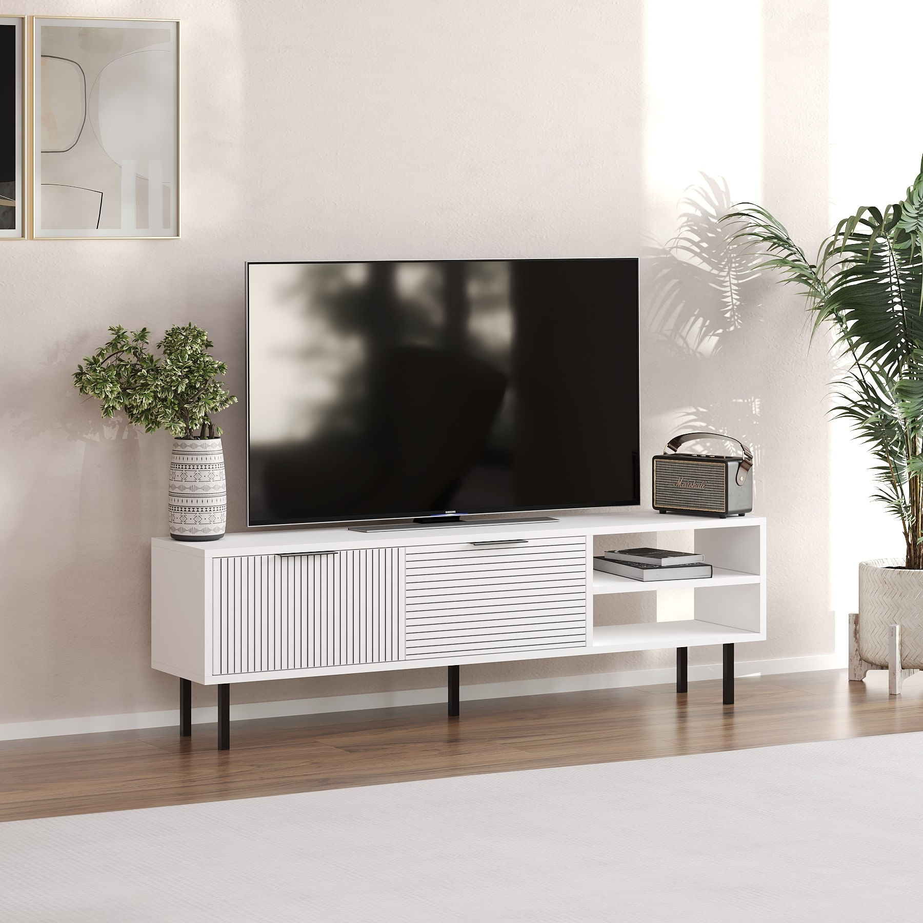 Comodă TV Hanah Home, PAL melaminat, 150 x 30 x 45 cm, alb, 327ODS1325 — imaginea 5
