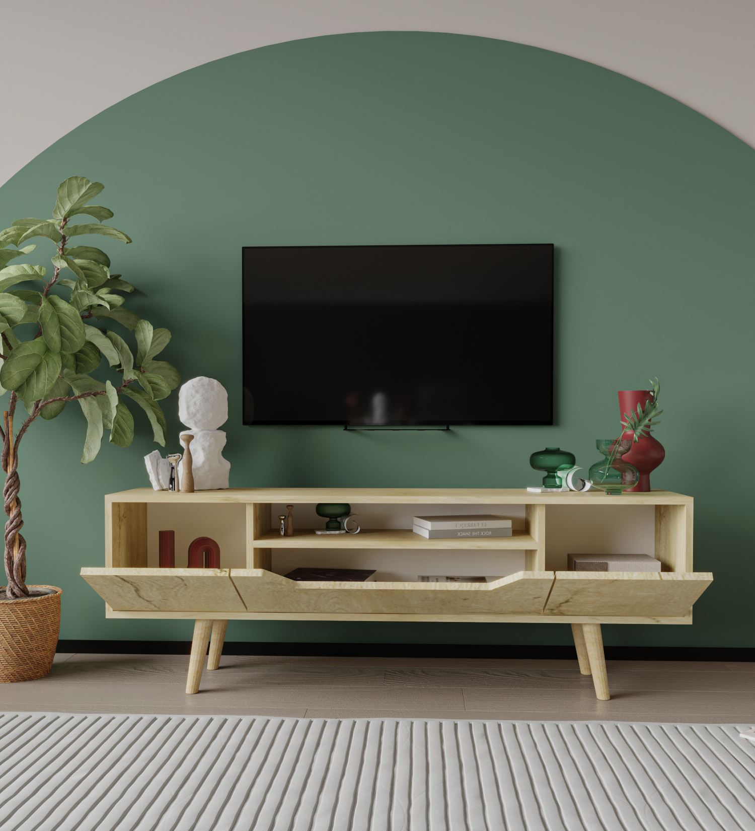 Comodă TV Hanah Home, PAL melaminat, 150 x 29.8 x 53 cm, sapphire stejar, 469ORN1713 — imaginea 4