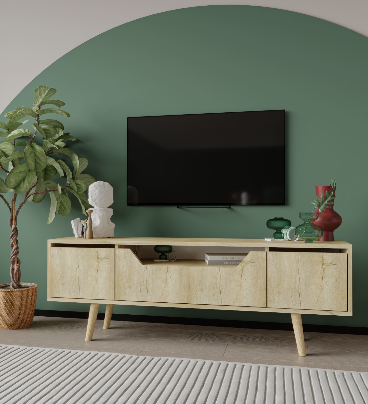 Comodă TV Hanah Home, PAL melaminat, 150 x 29.8 x 53 cm, sapphire stejar, 469ORN1713 — imaginea 5