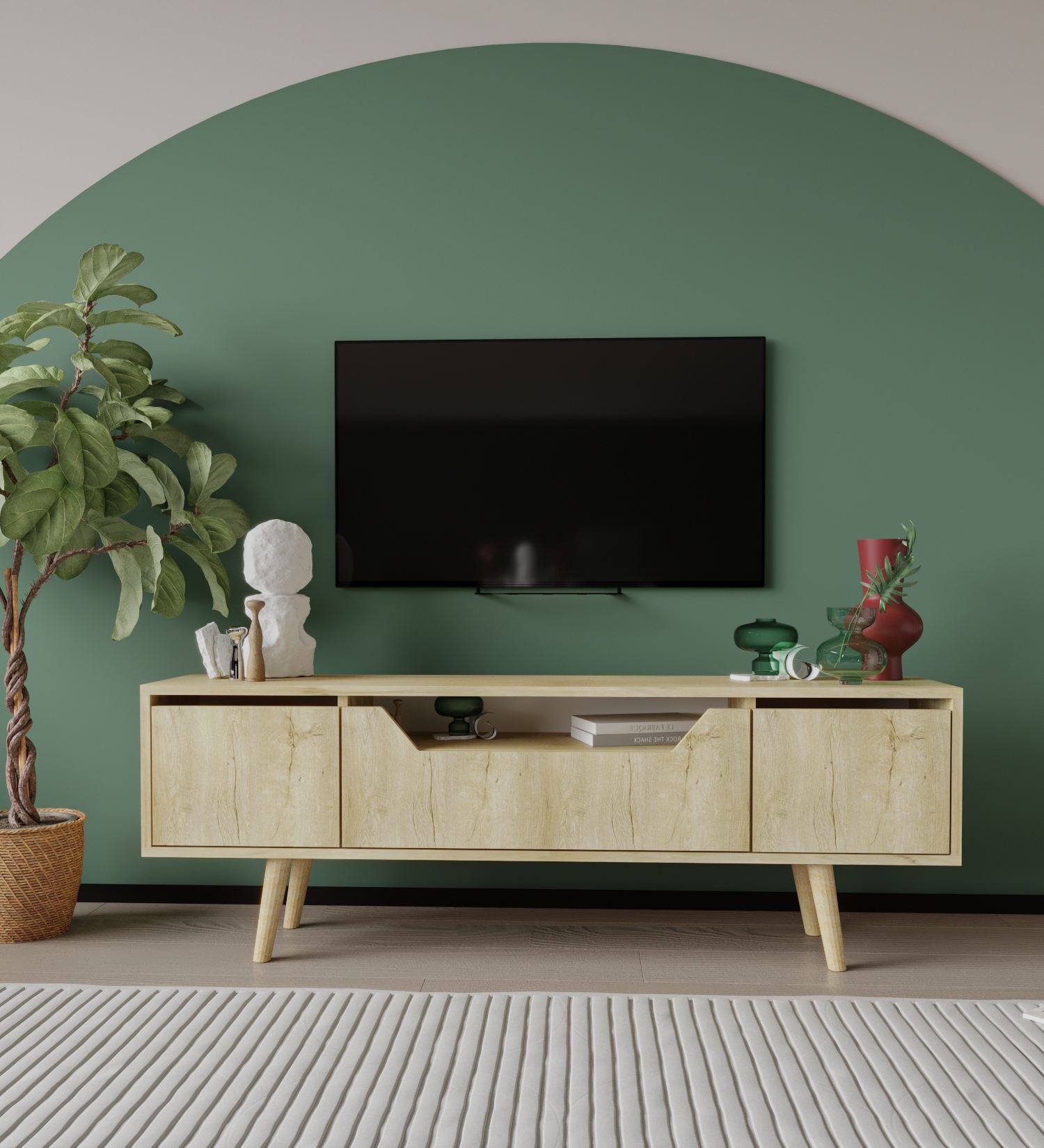 Comodă TV Hanah Home, PAL melaminat, 150 x 29.8 x 53 cm, sapphire stejar, 469ORN1713 — imaginea 6