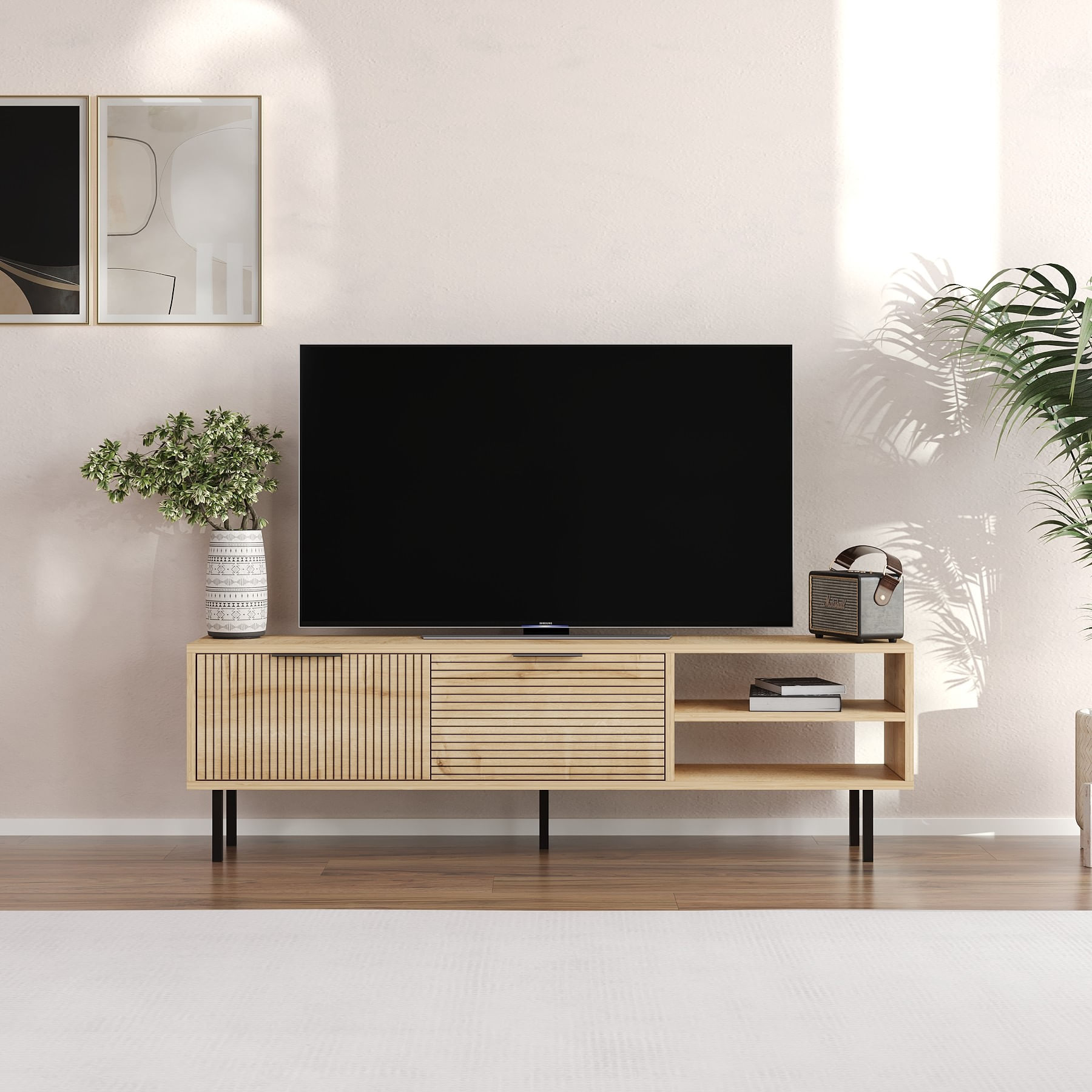 Comodă TV Hanah Home, PAL melaminat, 150 x 30 x 45 cm, sapphire stejar, 327ODS1323 — imaginea 3