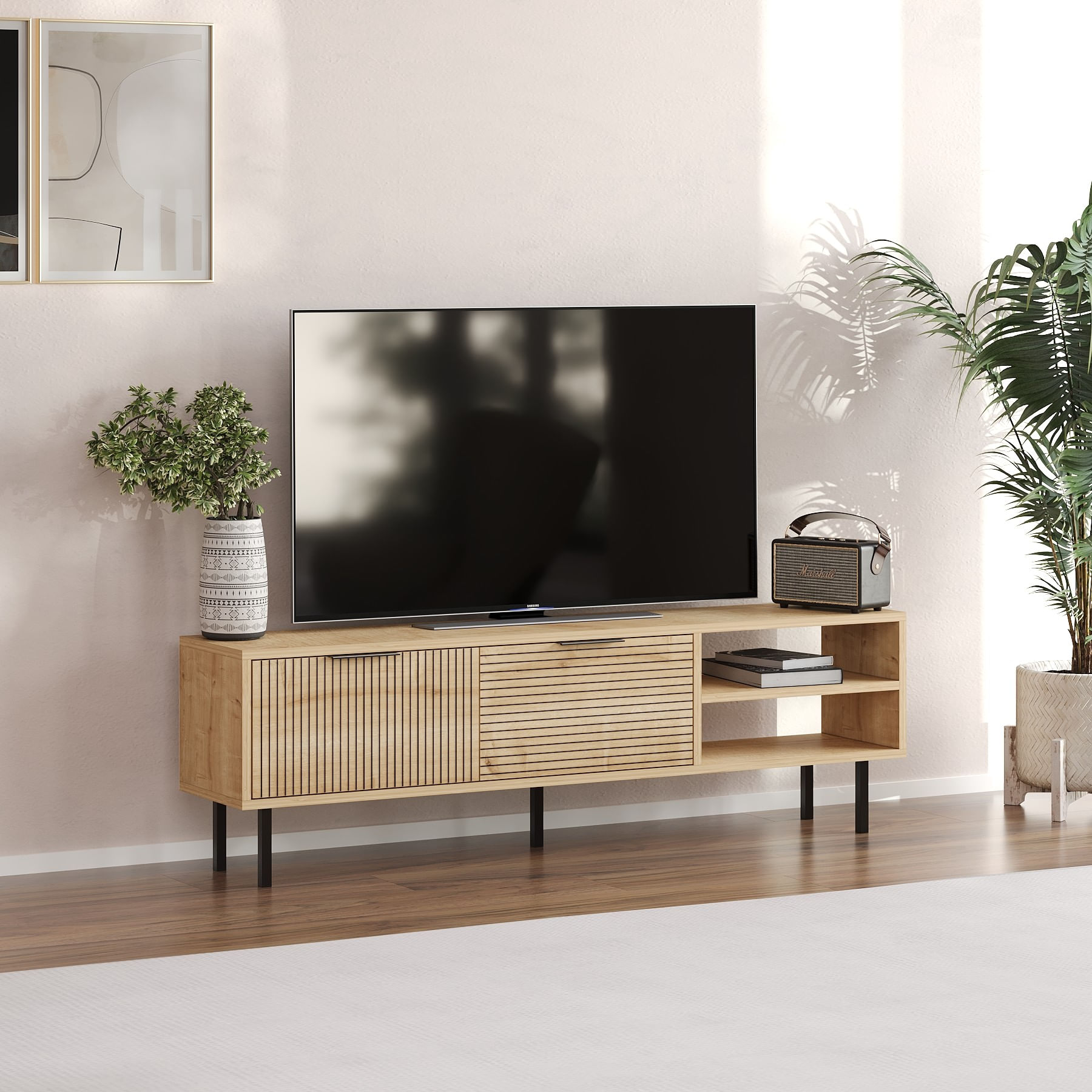 Comodă TV Hanah Home, PAL melaminat, 150 x 30 x 45 cm, sapphire stejar, 327ODS1323 — imaginea 5