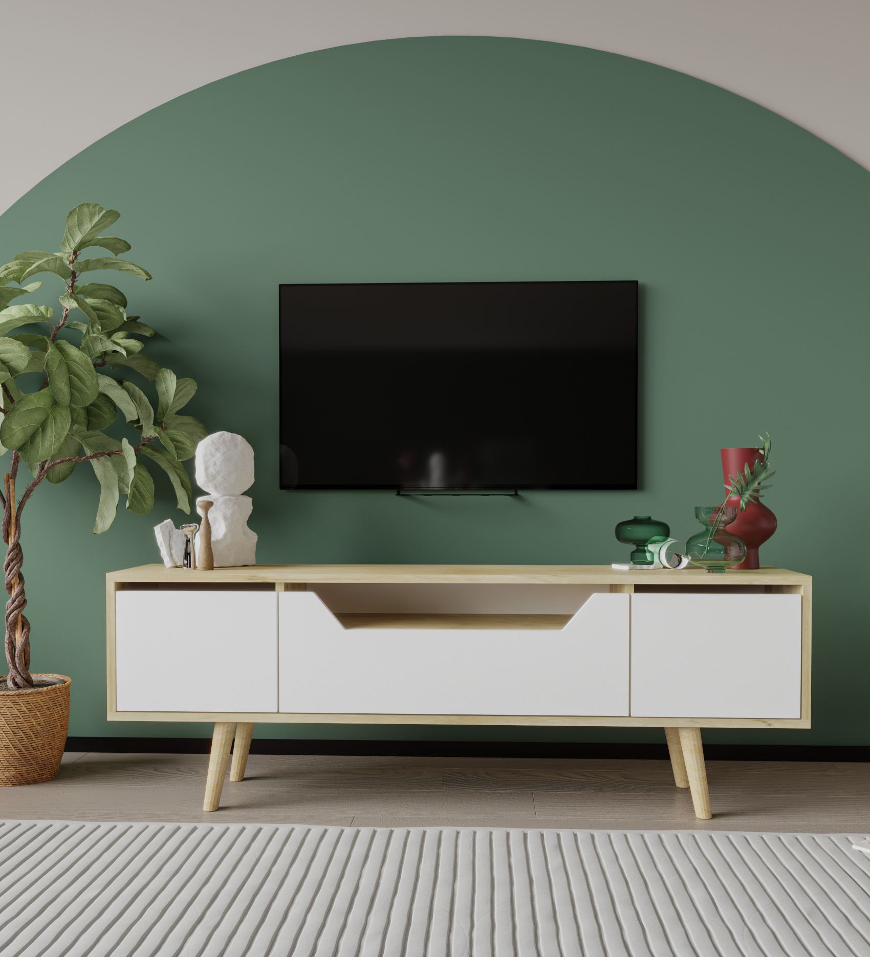 Comodă TV Hanah Home, PAL melaminat, 150 x 29.8 x 53 cm, sapphire stejar/alb, 469ORN1714 — imaginea 4