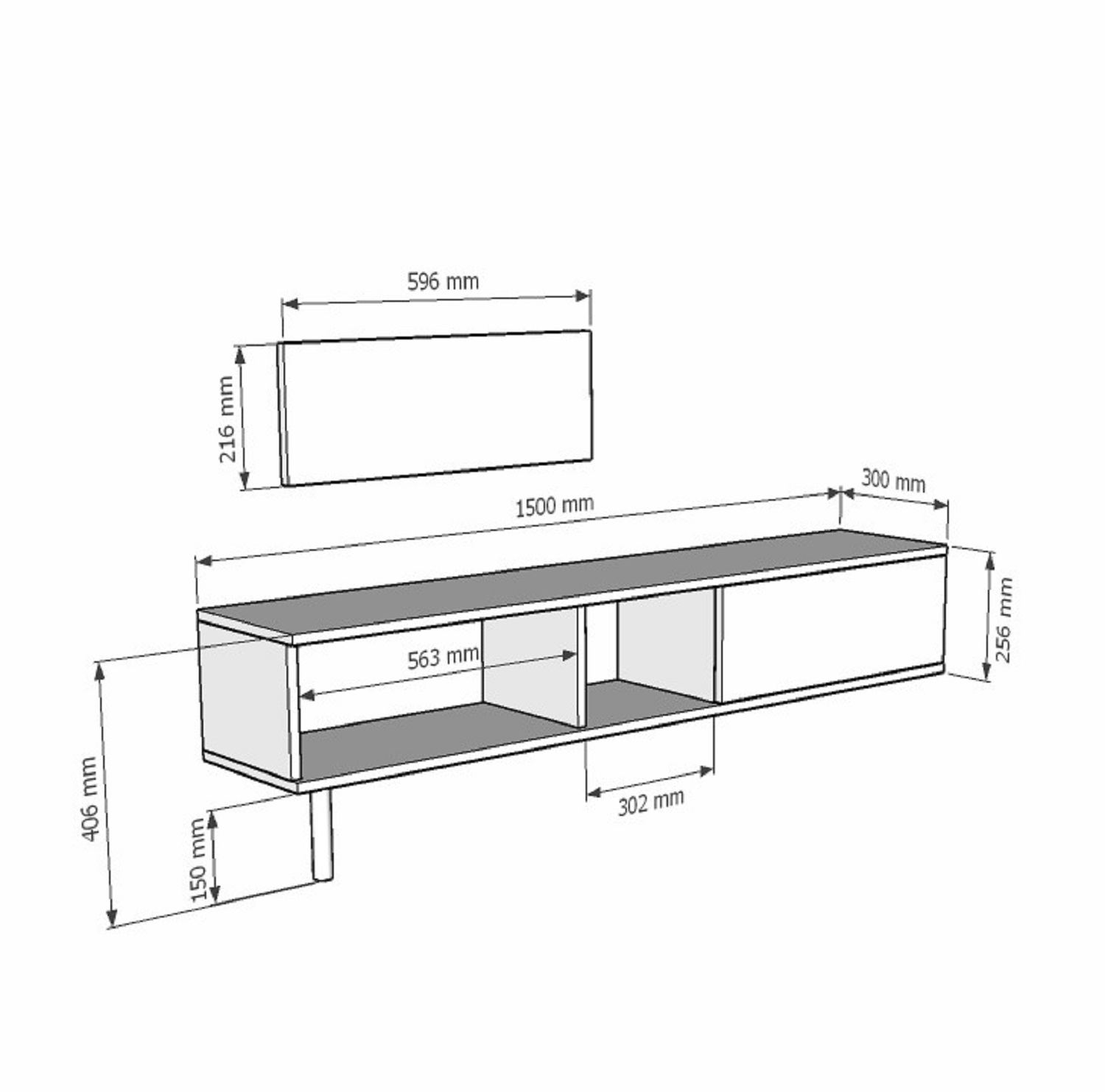 Comodă TV Hanah Home, PAL melaminat, 150 x 30 x 41 cm, alb, 555CHM1114 — imaginea 4