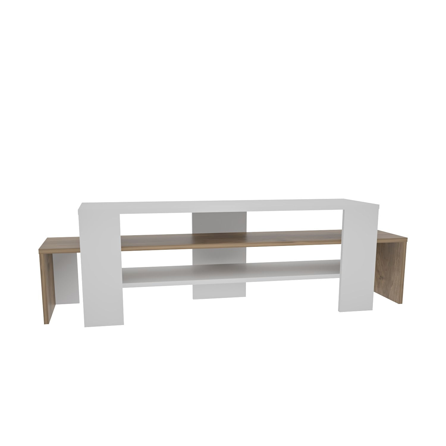 Comodă TV Hanah Home, PAL melaminat, 150 x 35 x 45 cm, alb/nuc, 875ZNA4601 — imaginea 3
