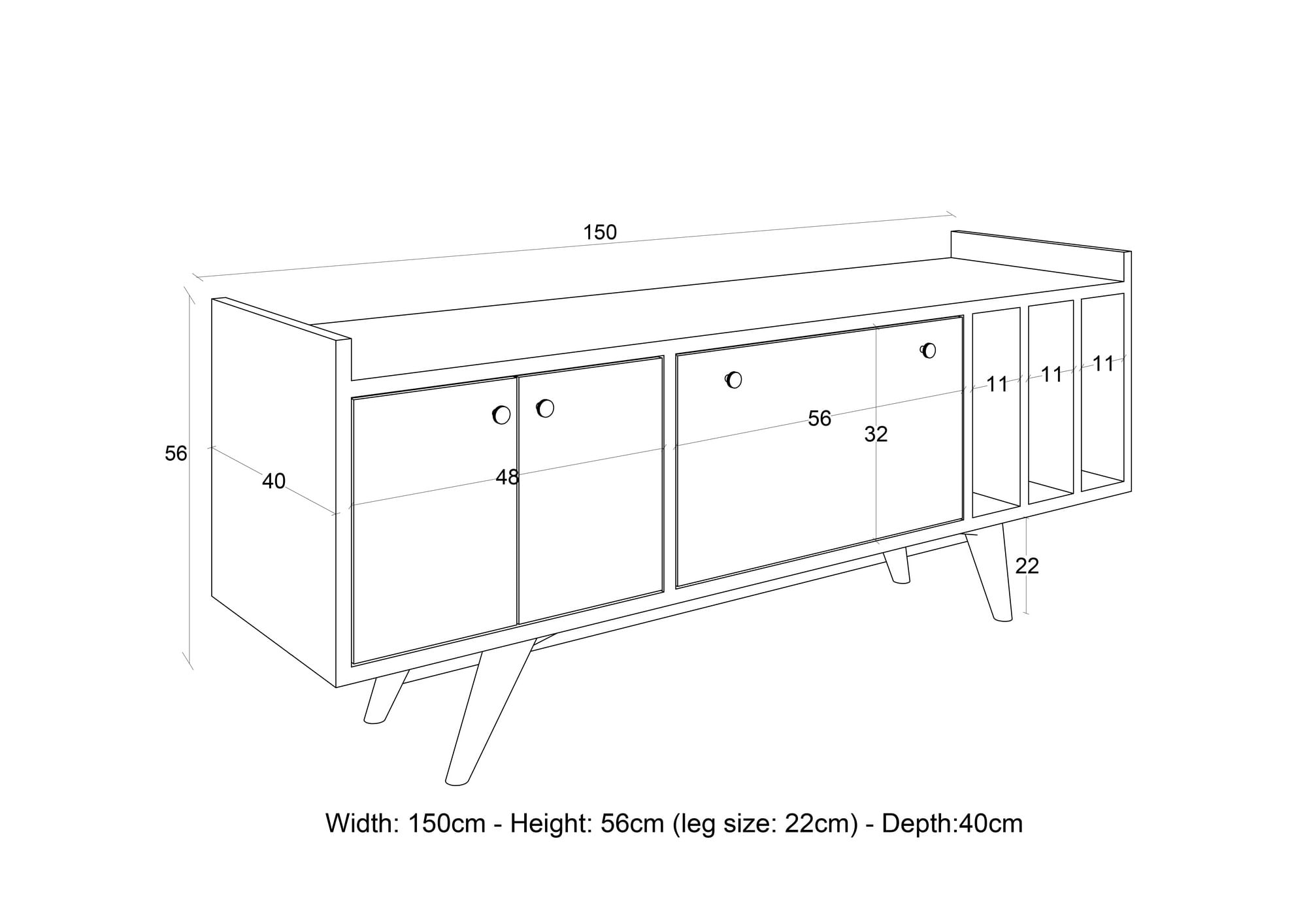 Comodă TV Hanah Home, PAL melaminat, 150 x 40 x 56 cm, stejar, 811MDD3018 — imaginea 4