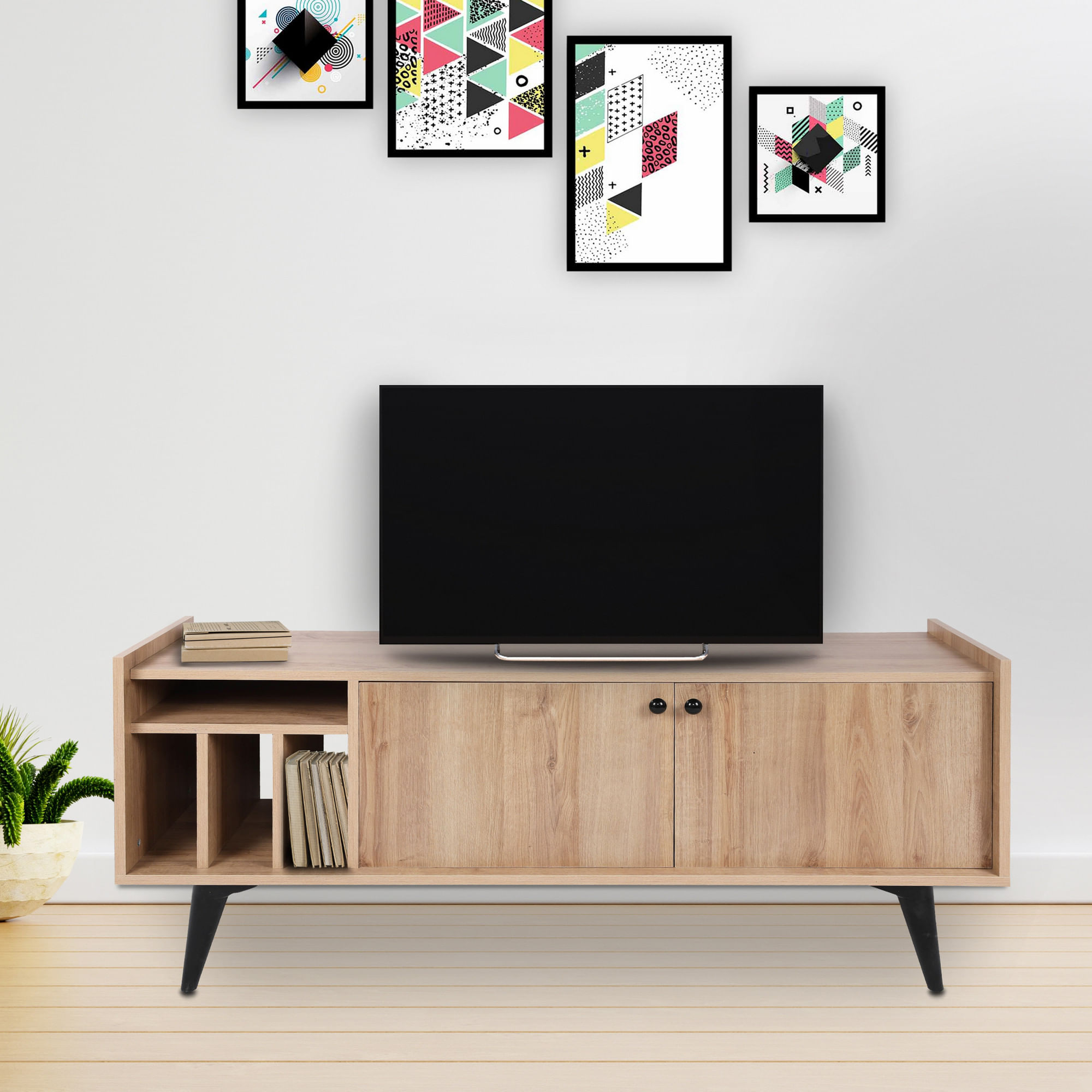 Comodă TV Hanah Home, PAL melaminat, 150 x 62 x 40 cm, stejar/negru, 811MDD3016 — imaginea 4