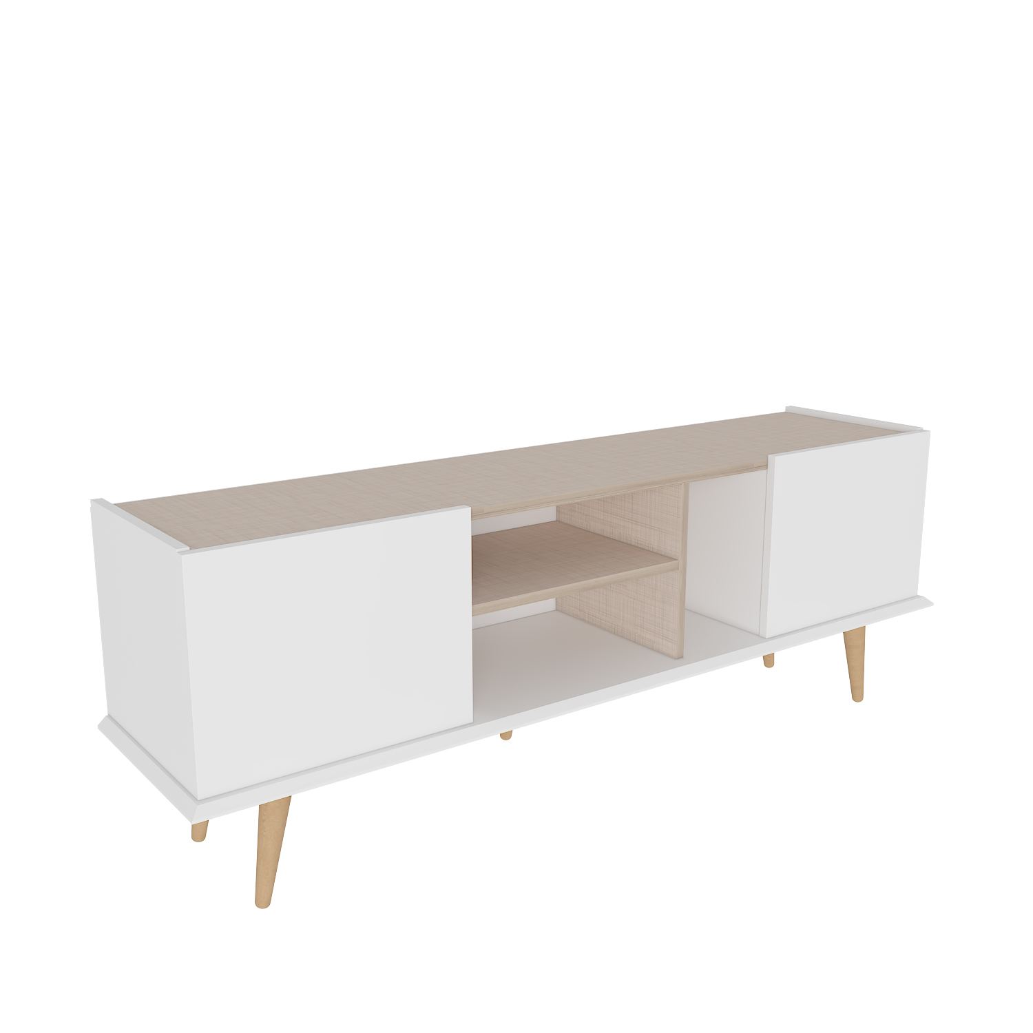 Comodă TV Hanah Home, PAL melaminat, 154.4 x 31.3 x 56.6 cm, alb/bej, 875ZNA5349 — imaginea 2