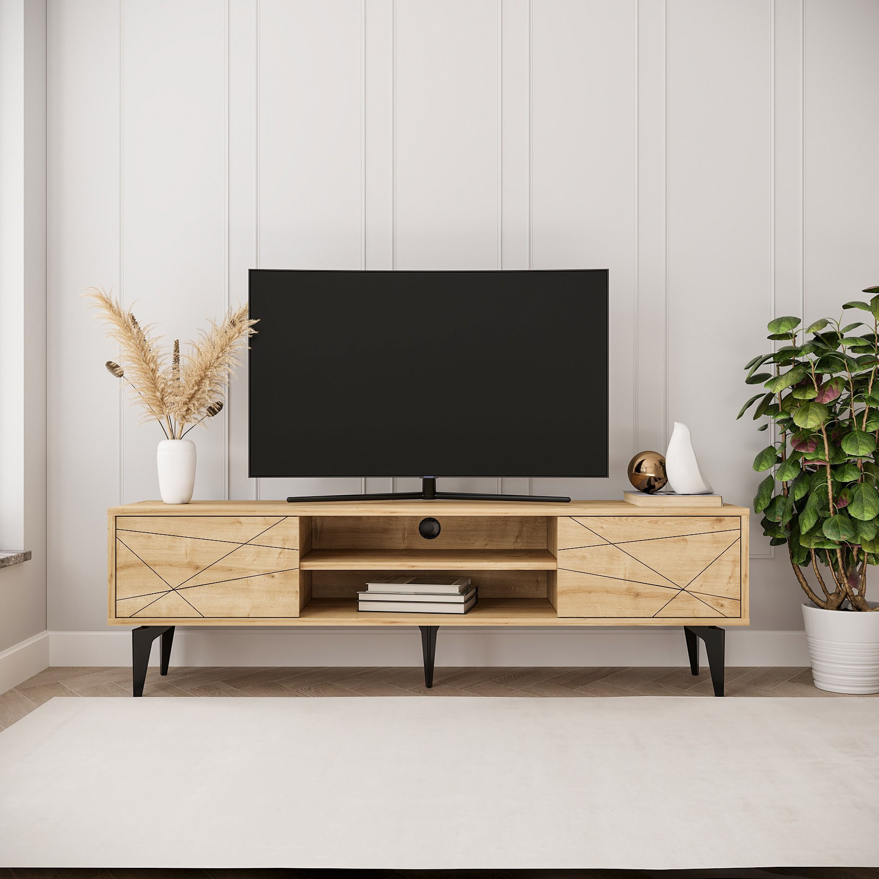 Comodă TV Hanah Home, PAL melaminat, 160 x 29.6 x 48.2 cm, sapphire stejar, 327ODS1259 — imaginea 4