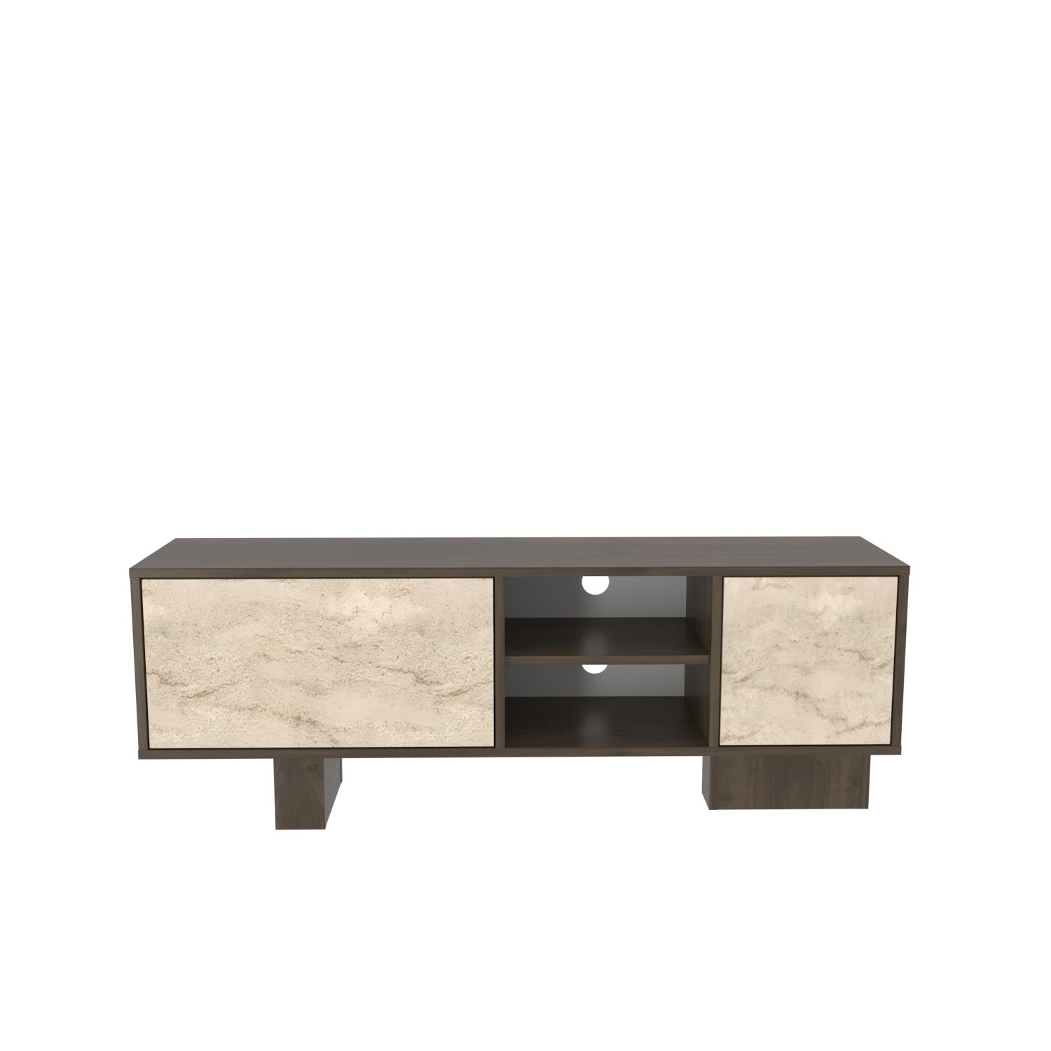 Comodă TV Hanah Home, PAL melaminat, 150 x 35 x 54 cm, nuc/travertine, 875ZNA5340 — imaginea 2