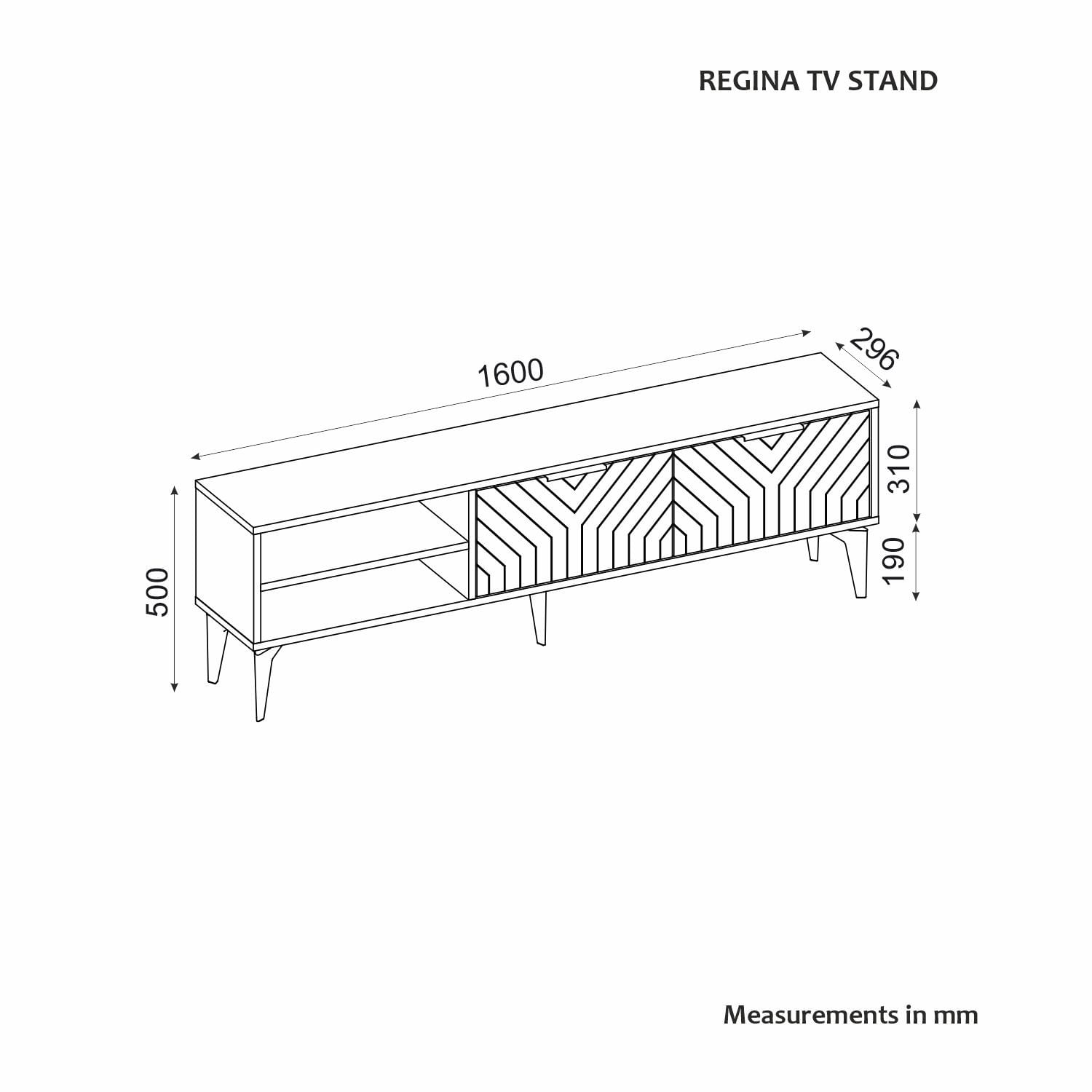 Comodă TV Hanah Home, PAL melaminat, 160 x 29.6 x 50 cm, antracit, 327ODS1265
