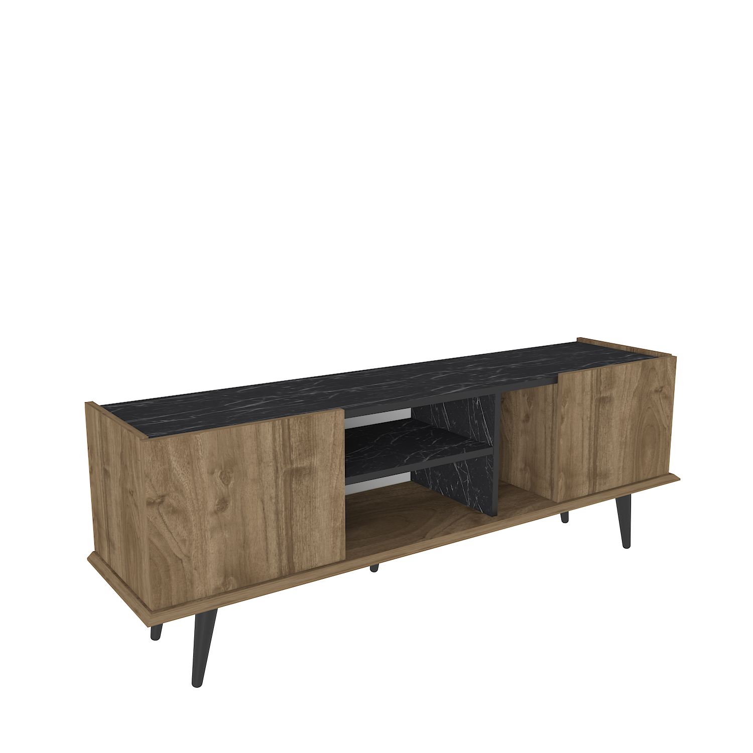 Comodă TV Hanah Home, PAL melaminat, 154.4 x 31.3 x 56.6 cm, nuc/negru, 875ZNA5348 — imaginea 2