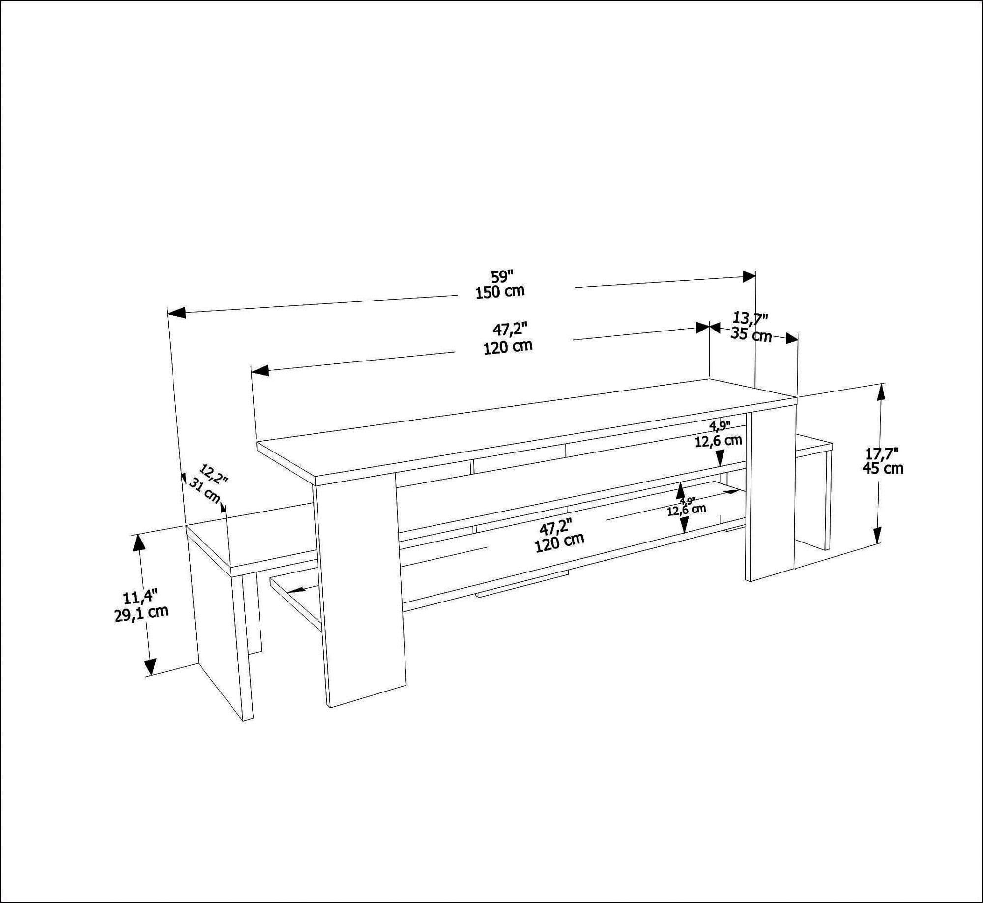 Comodă TV Hanah Home, PAL melaminat, 150 x 35 x 45 cm, negru/stejar, 875ZNA4602 — imaginea 2