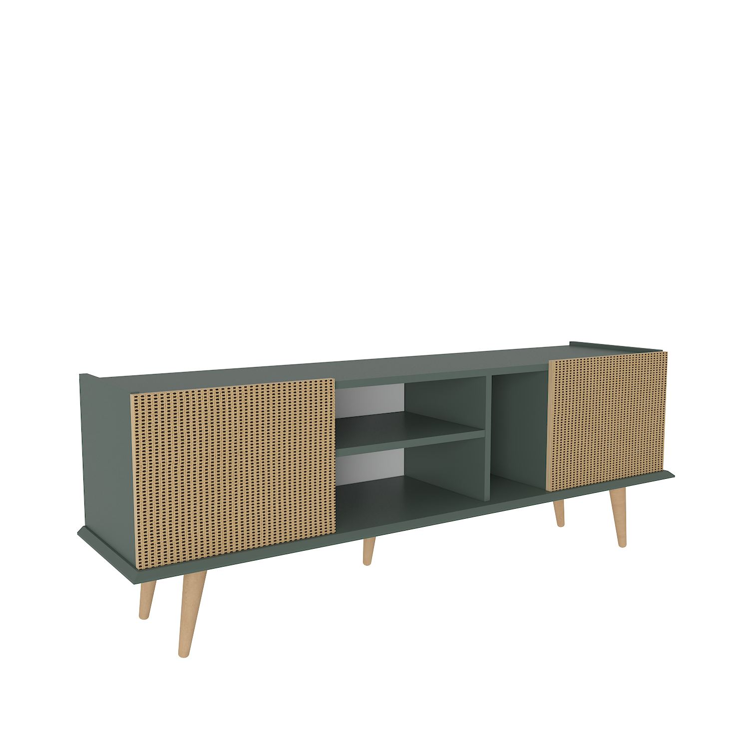 Comodă TV Hanah Home, PAL melaminat, 154.4 x 31.3 x 56.6 cm, deschis maro/verde, 875ZNA5351 — imaginea 4