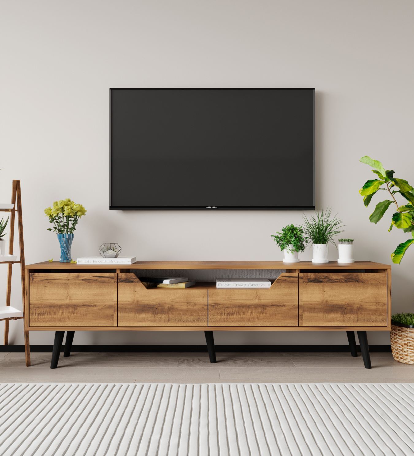 Comodă TV Hanah Home, PAL melaminat, 180 x 29.8 x 48 cm, nuc, 469ORN1707 — imaginea 3