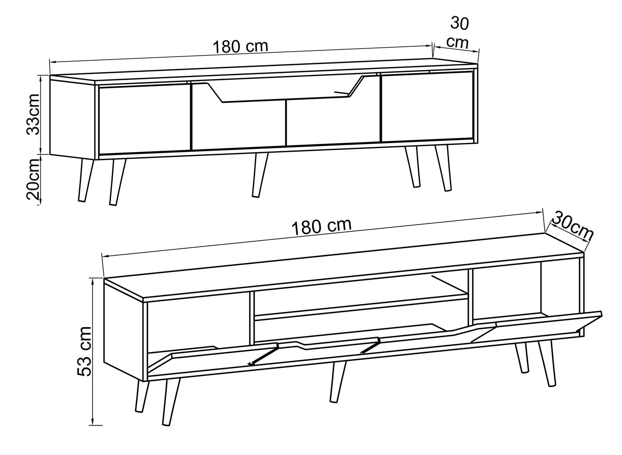 Comodă TV Hanah Home, PAL melaminat, 180 x 29.8 x 48 cm, nuc, 469ORN1707 — imaginea 4