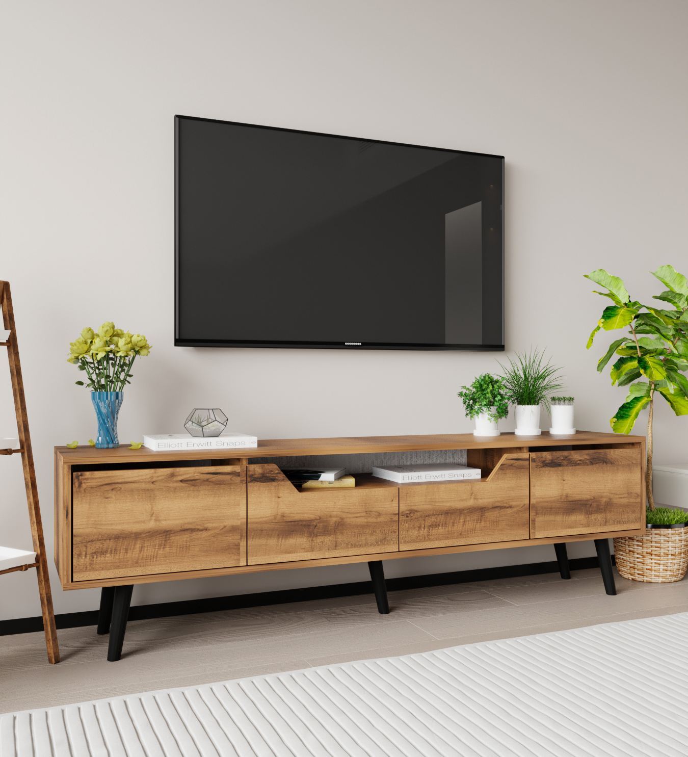 Comodă TV Hanah Home, PAL melaminat, 180 x 29.8 x 48 cm, nuc, 469ORN1707 — imaginea 5