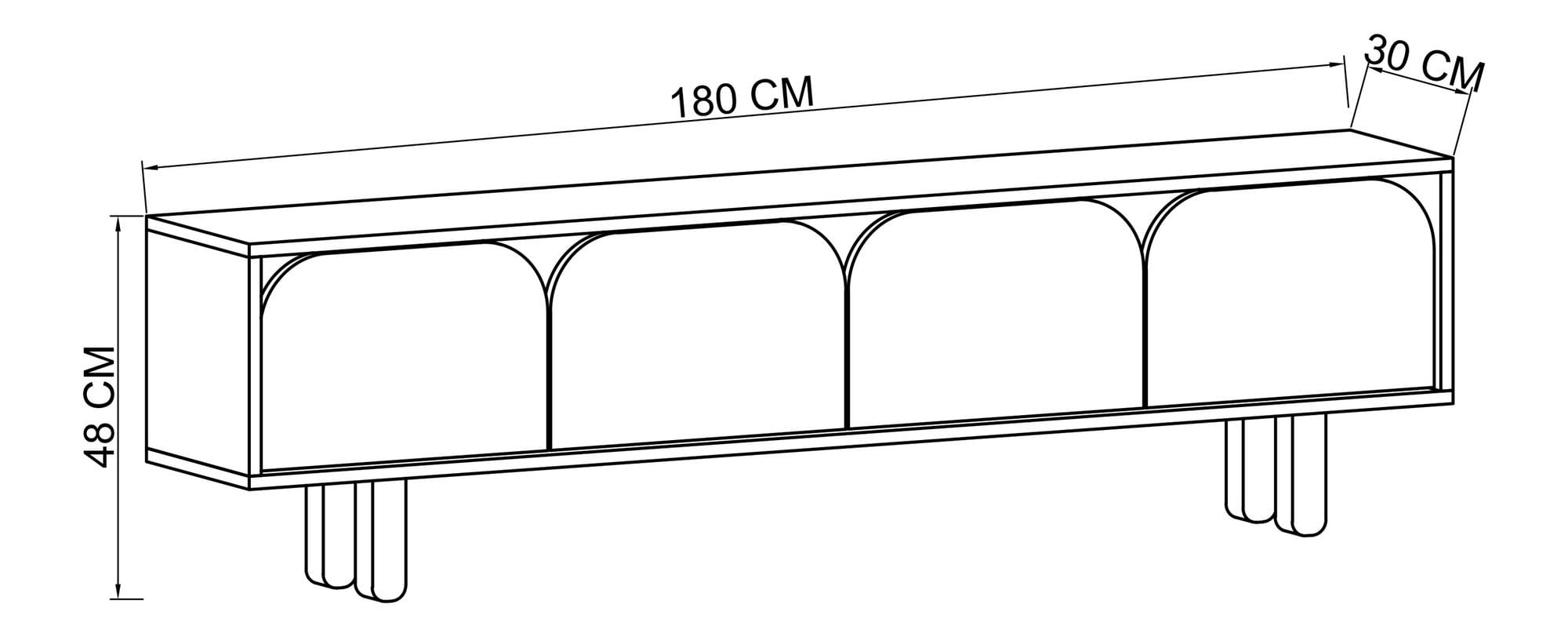 Comodă TV Hanah Home, PAL melaminat, 180 x 29.8 x 48 cm, sapphire stejar/antracit, 469ORN1703 — imaginea 2
