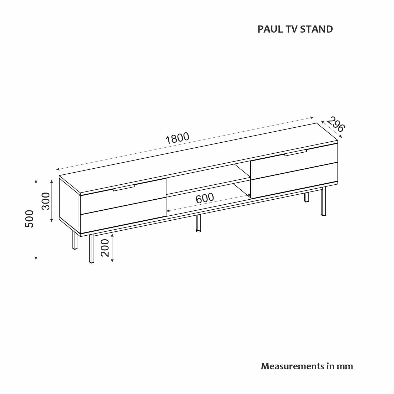 Comodă TV Hanah Home, PAL melaminat, 180 x 29.6 x 50 cm, antracit, 327ODS1273 — imaginea 2