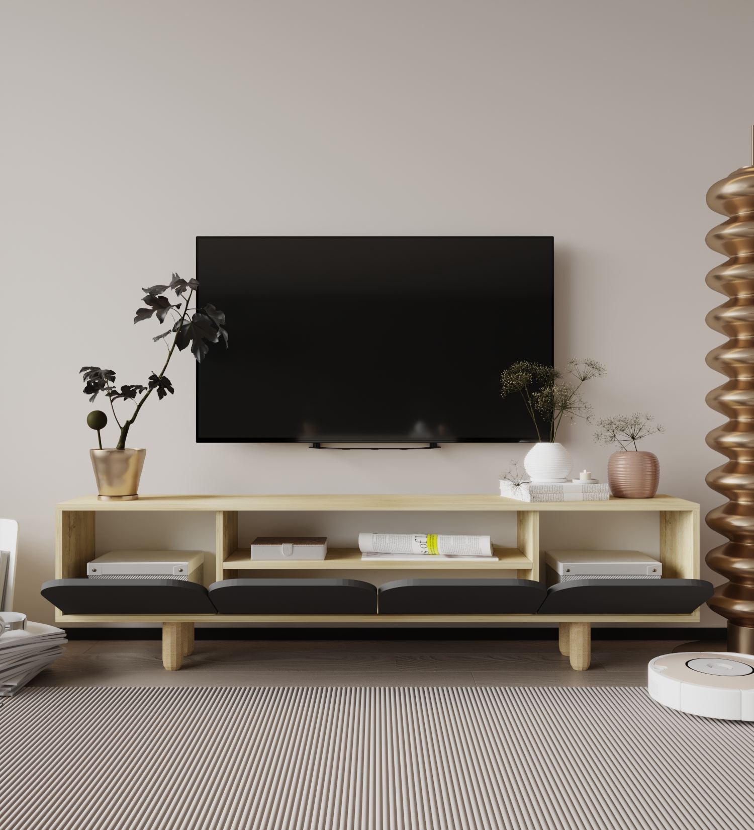 Comodă TV Hanah Home, PAL melaminat, 180 x 29.8 x 48 cm, sapphire stejar/antracit, 469ORN1703 — imaginea 4