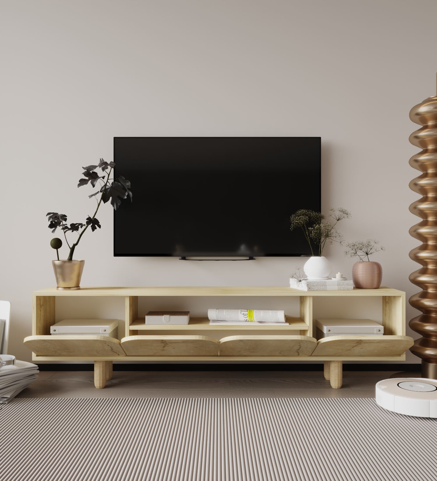 Comodă TV Hanah Home, PAL melaminat, 180 x 29.8 x 48 cm, sapphire stejar, 469ORN1702 — imaginea 2