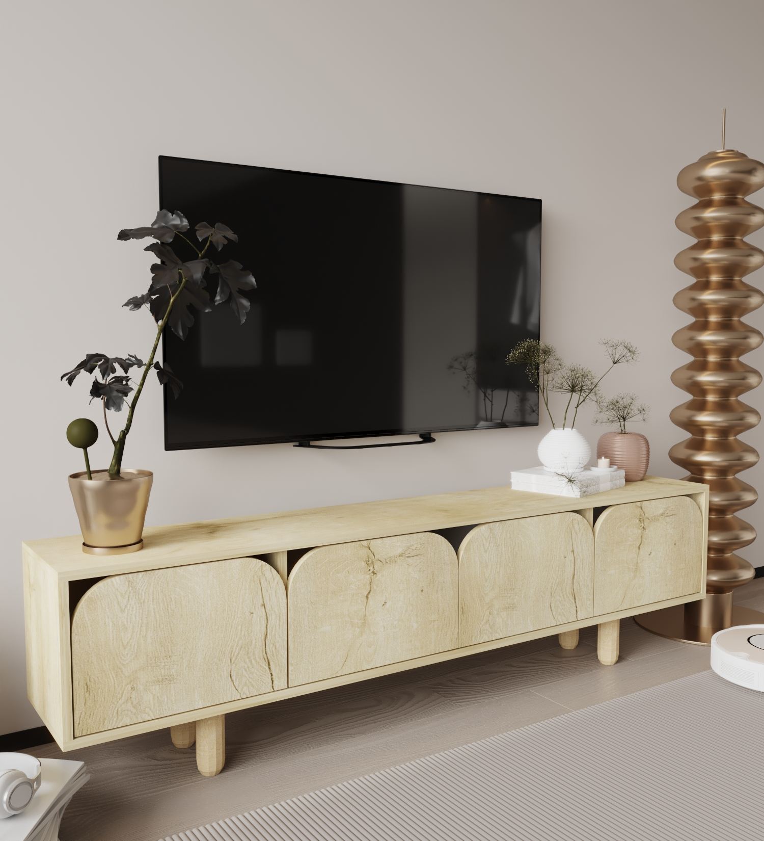 Comodă TV Hanah Home, PAL melaminat, 180 x 29.8 x 48 cm, sapphire stejar, 469ORN1702 — imaginea 4
