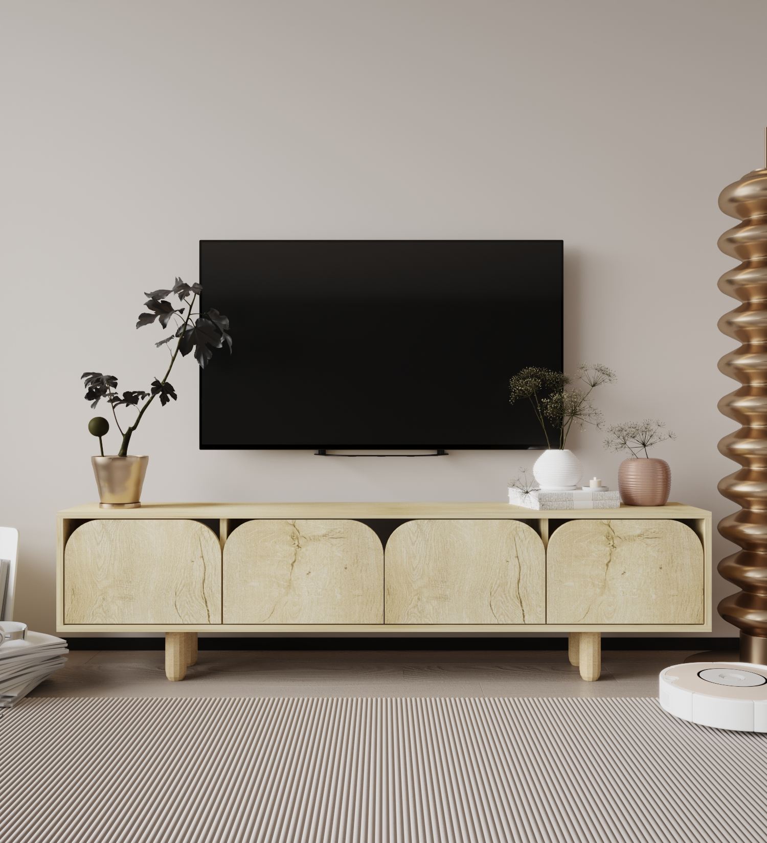 Comodă TV Hanah Home, PAL melaminat, 180 x 29.8 x 48 cm, sapphire stejar, 469ORN1702 — imaginea 5