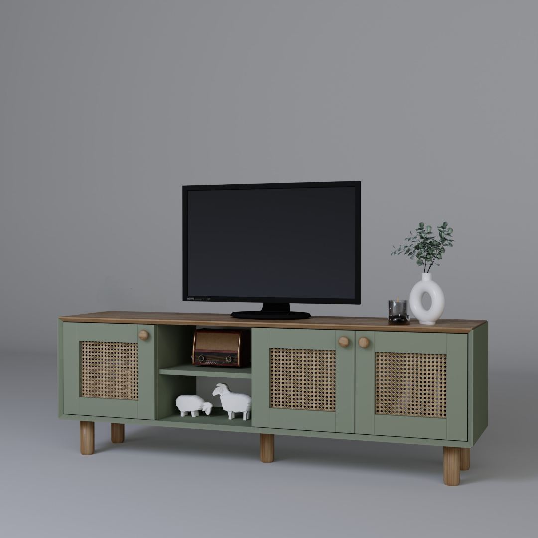 Comodă TV Hanah Home, PAL melaminat, 160 x 40 x 56 cm, verde, 350MWD1704 — imaginea 3