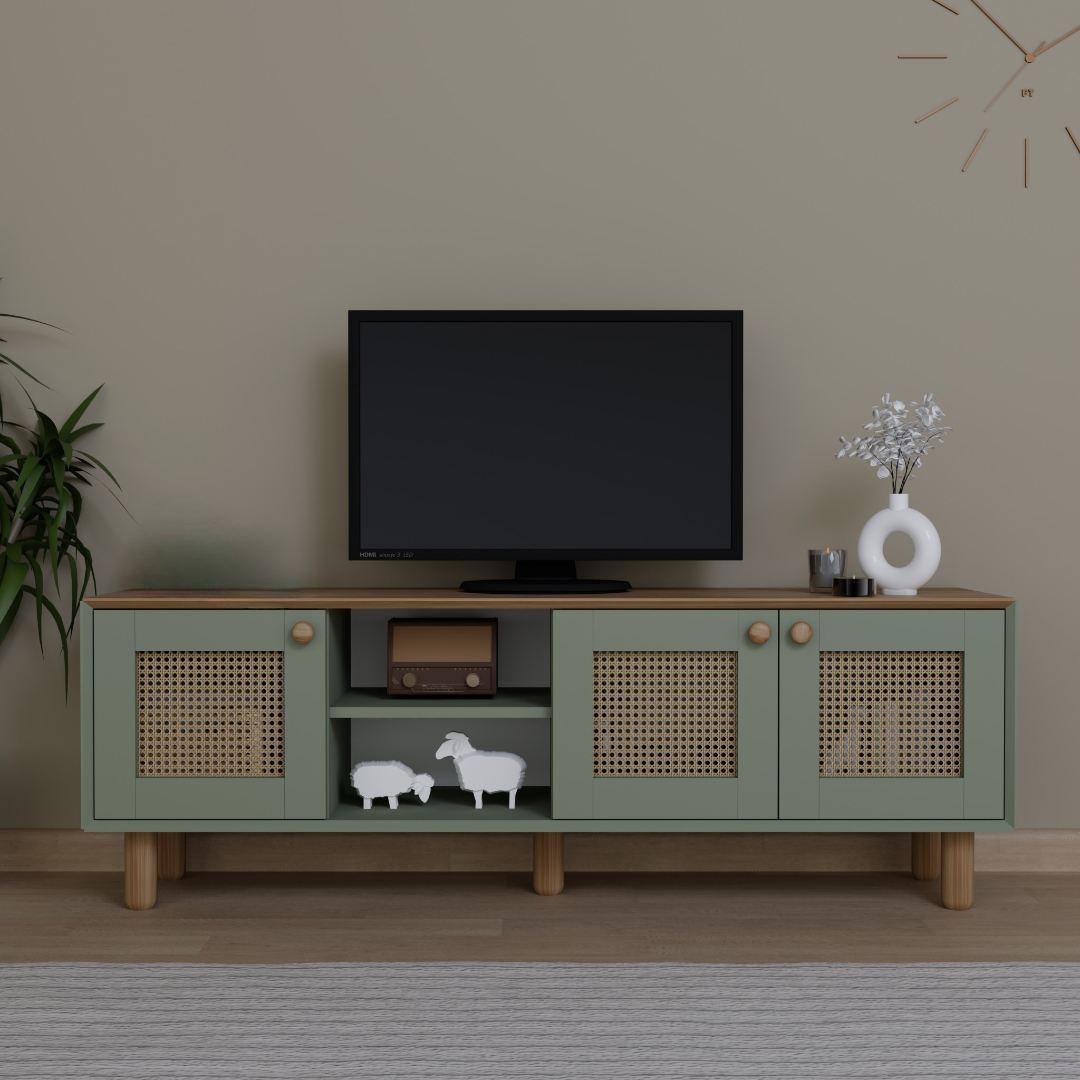 Comodă TV Hanah Home, PAL melaminat, 160 x 40 x 56 cm, verde, 350MWD1704 — imaginea 4