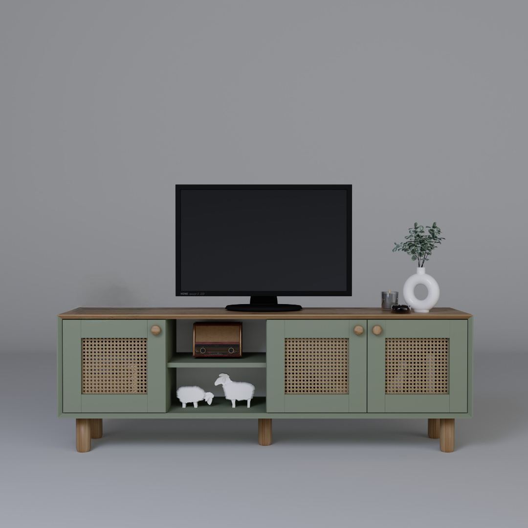 Comodă TV Hanah Home, PAL melaminat, 160 x 40 x 56 cm, verde, 350MWD1704 — imaginea 5