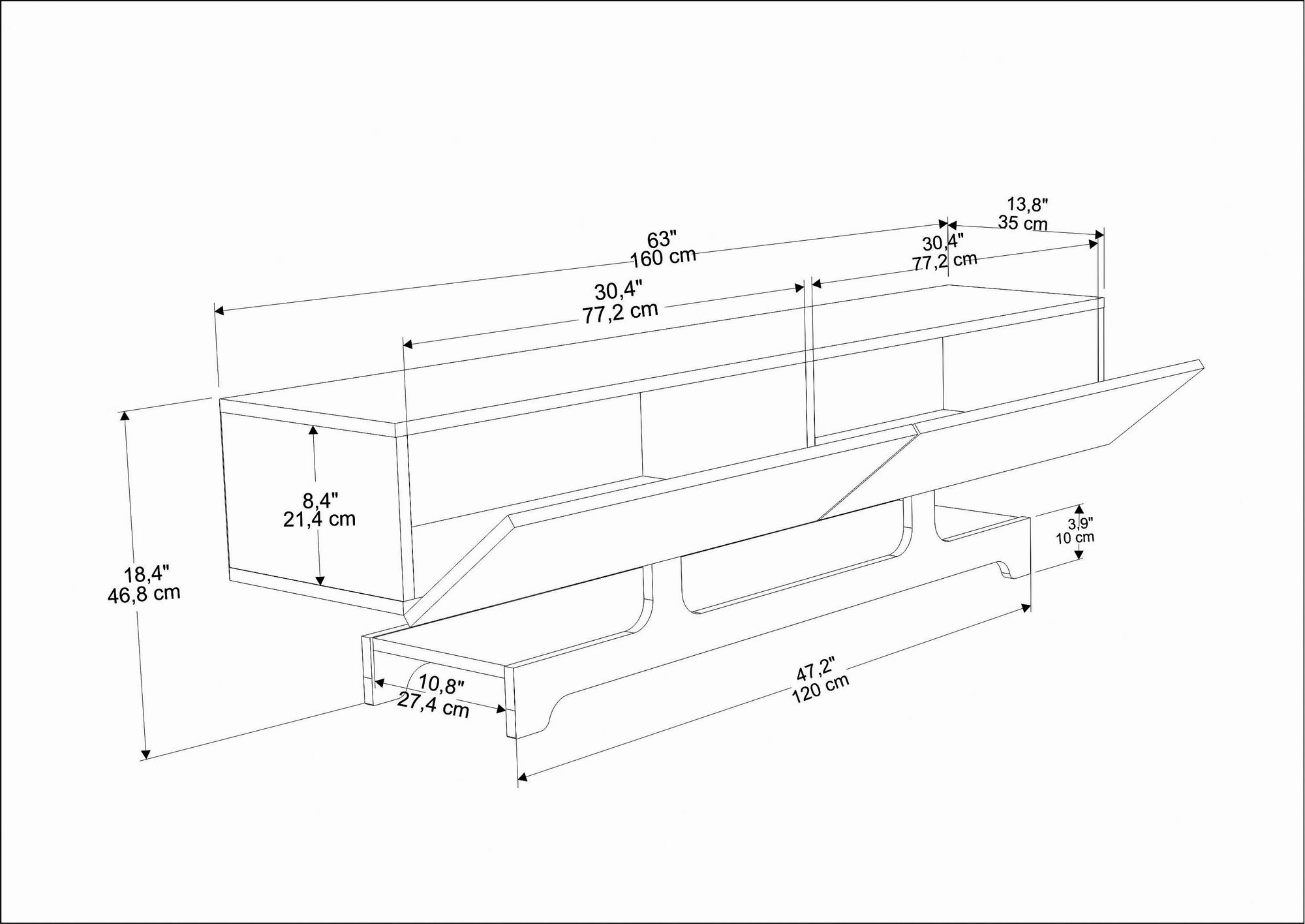Comodă TV Hanah Home, PAL melaminat, 160 x 35 x 46.8 cm, sapphire stejar, 875ZNA5344 — imaginea 2