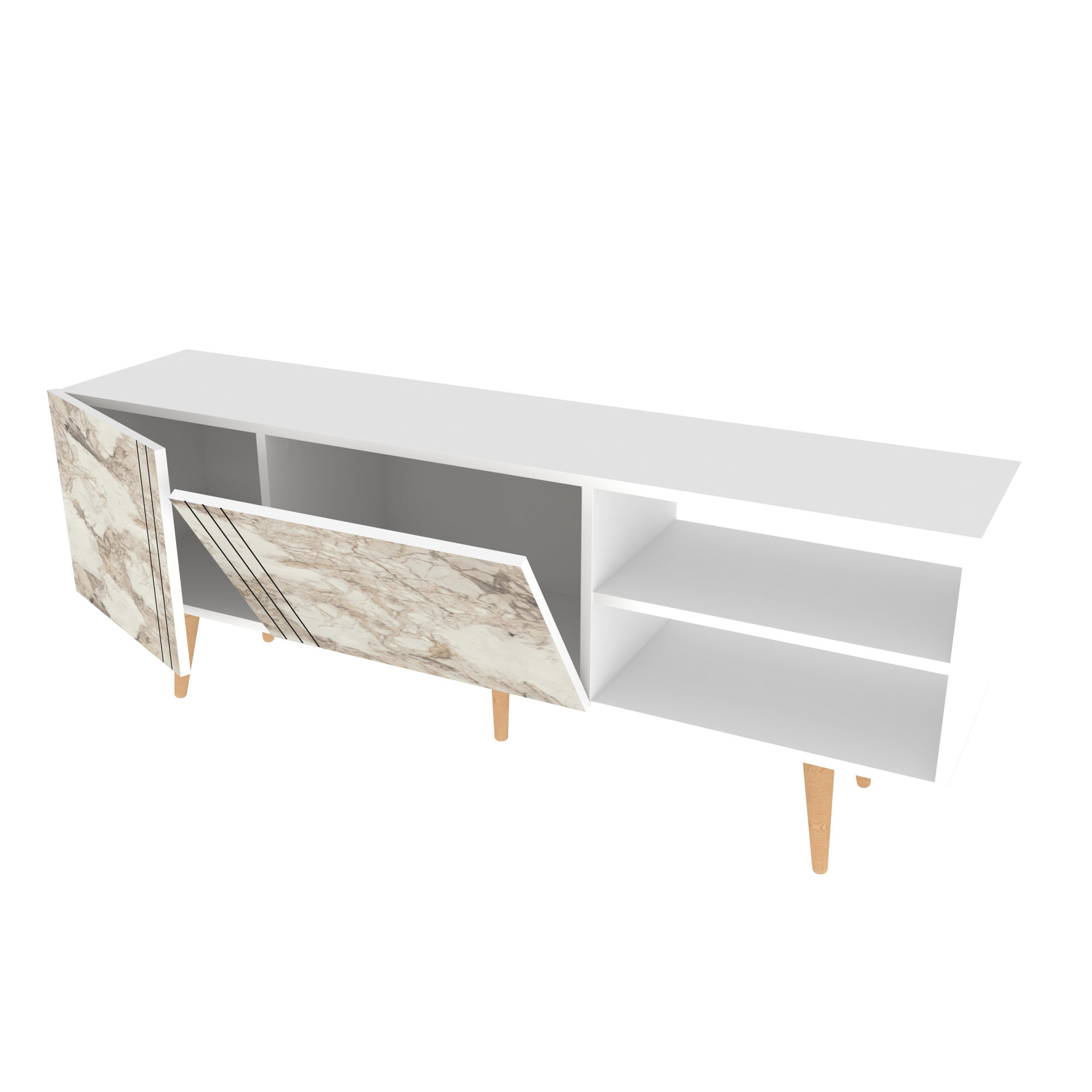 Comodă TV Hanah Home, PAL melaminat, 160 x 35 x 38.6 cm, alb, 322RTC2455 — imaginea 2