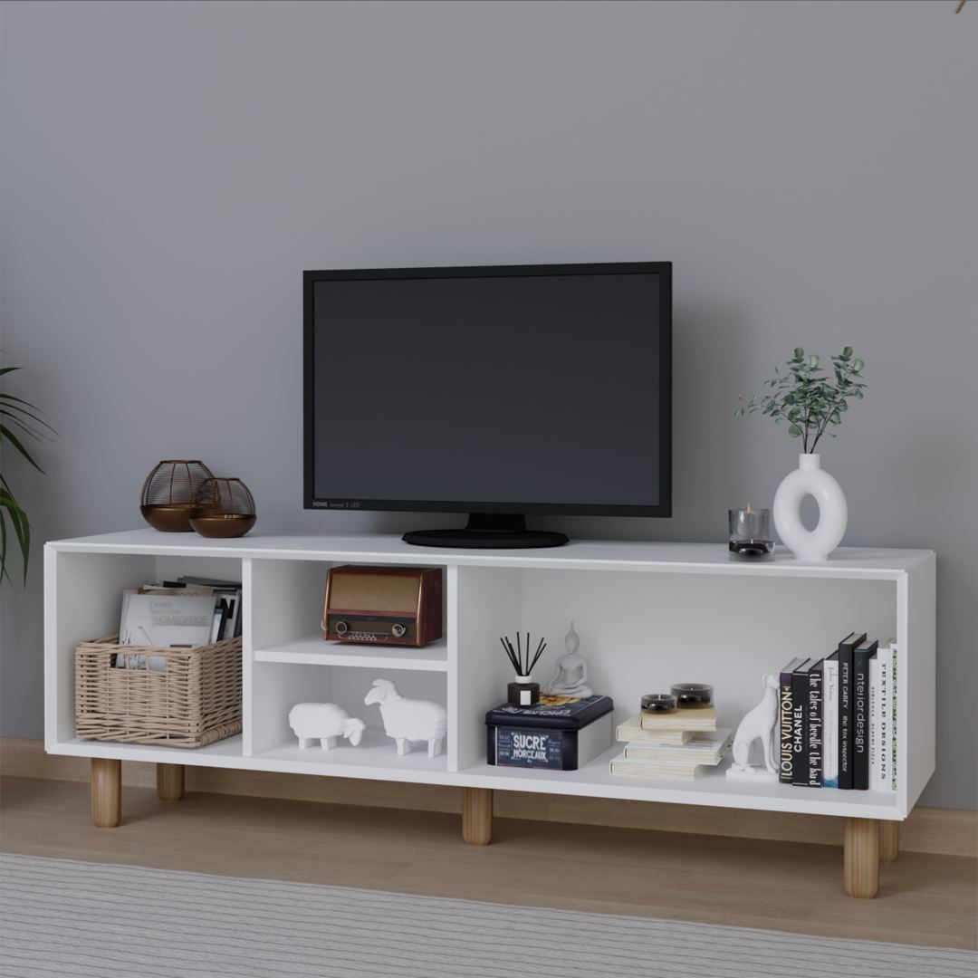 Comodă TV Hanah Home, PAL melaminat, 160 x 40 x 56 cm, alb, 350MWD1706 — imaginea 2